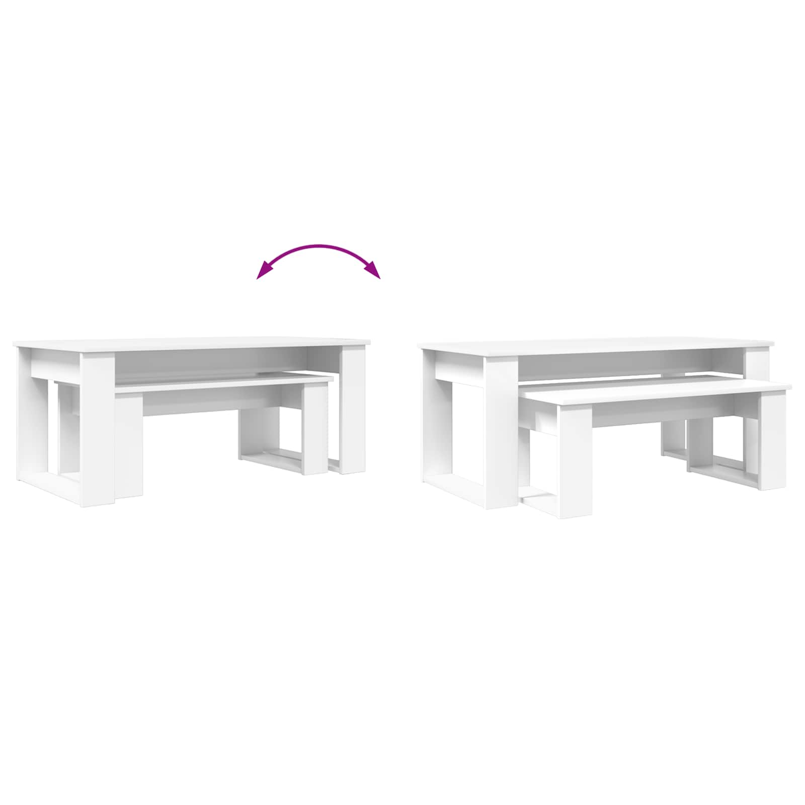 Set stolića za kavu 2 pcs Bijelo Konstruirano drvo