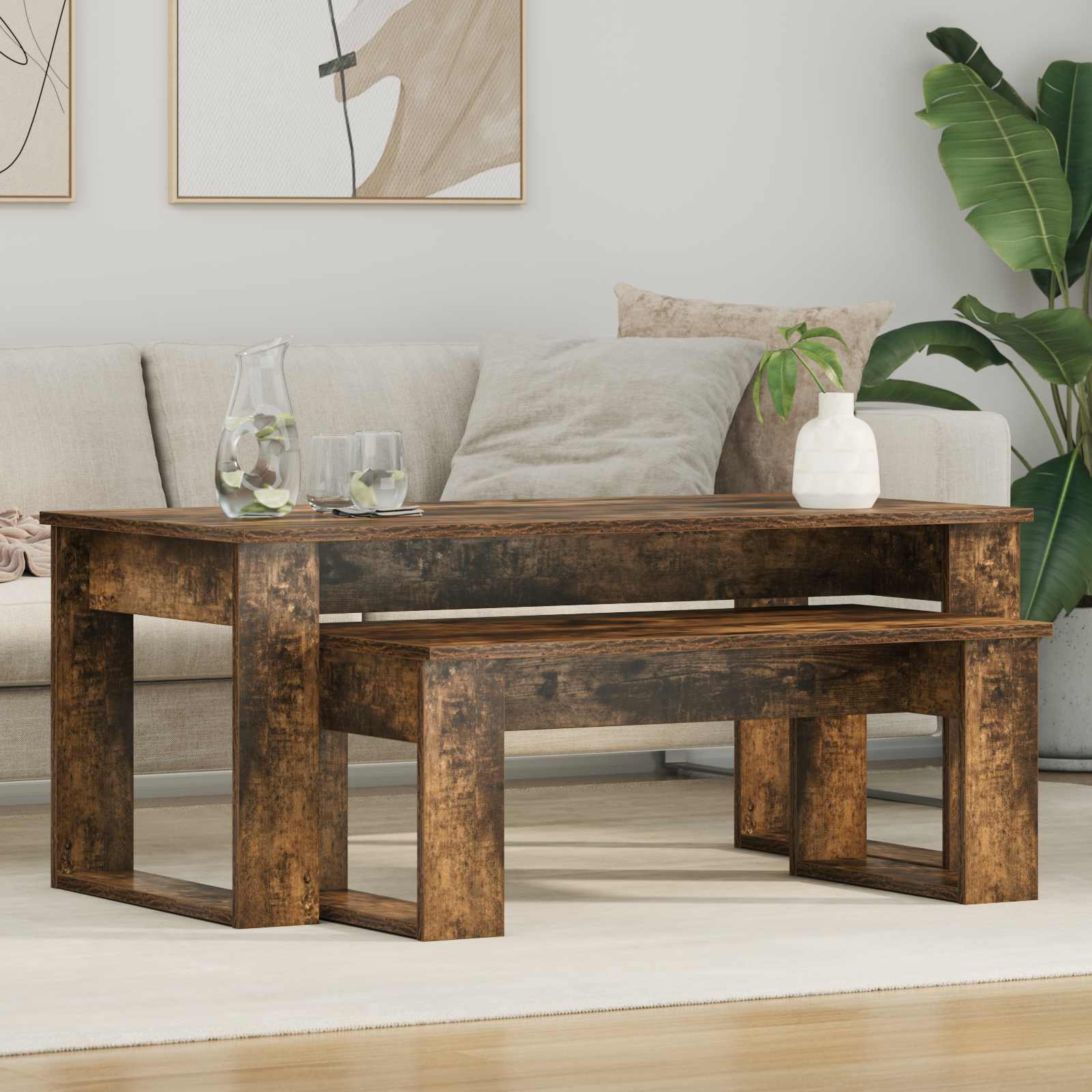 Set stolića za kavu 2 pcs Dimljeni hrast Konstruirano drvo