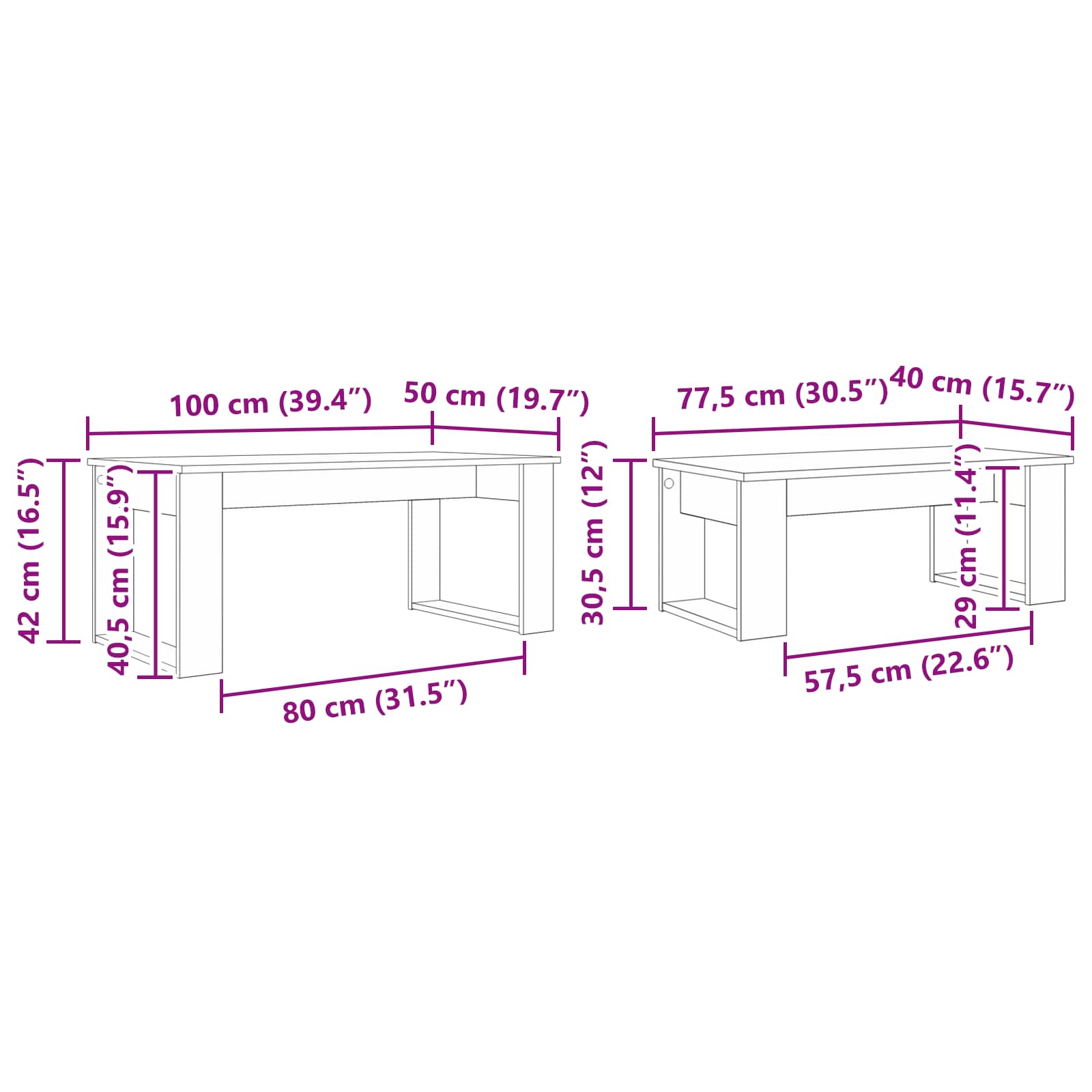 Set stolića za kavu 2 pcs Dimljeni hrast Konstruirano drvo