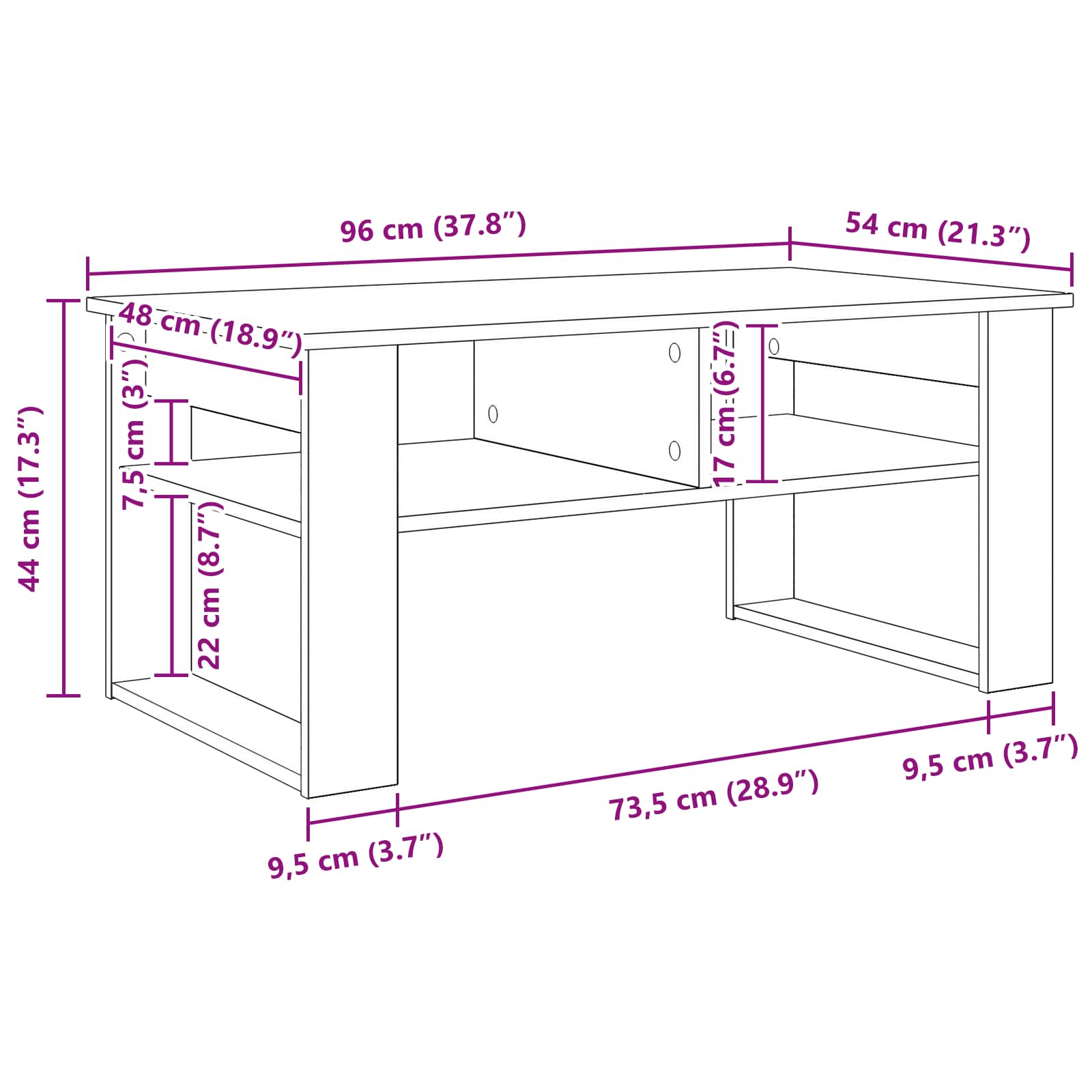 Kava Stol Dimljeni hrast 96 x 54 x 44 cm Konstruirano drvo