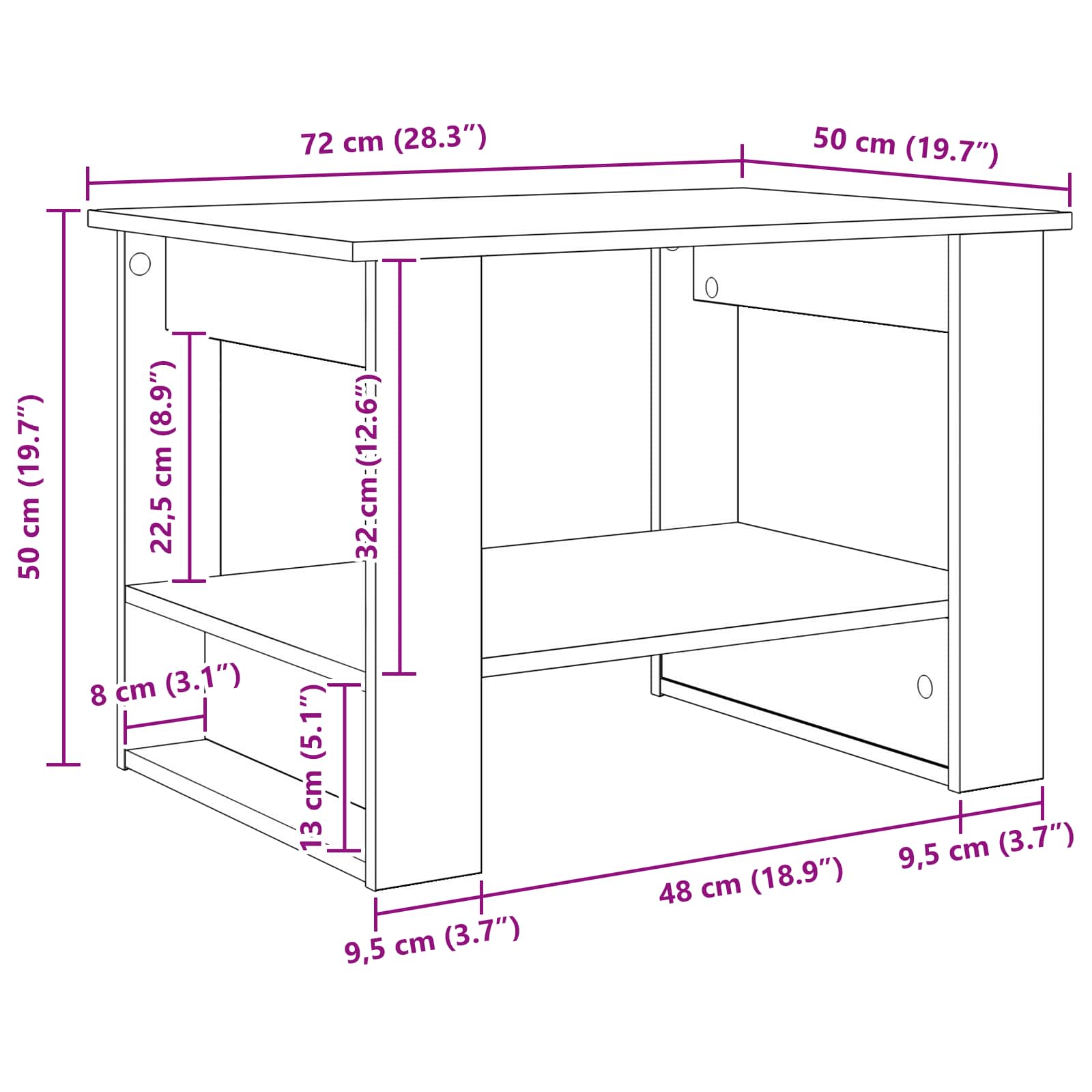 Kava Stol Betonski sivi 72 x 50 x 50 cm Konstruirano drvo