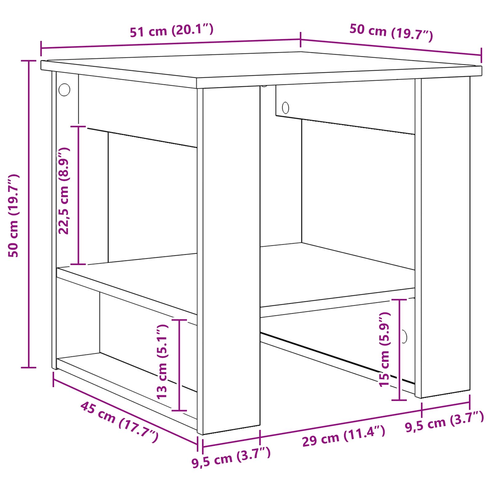 Kava Stol Staro drvo 51 x 50 x 50 cm Konstruirano drvo