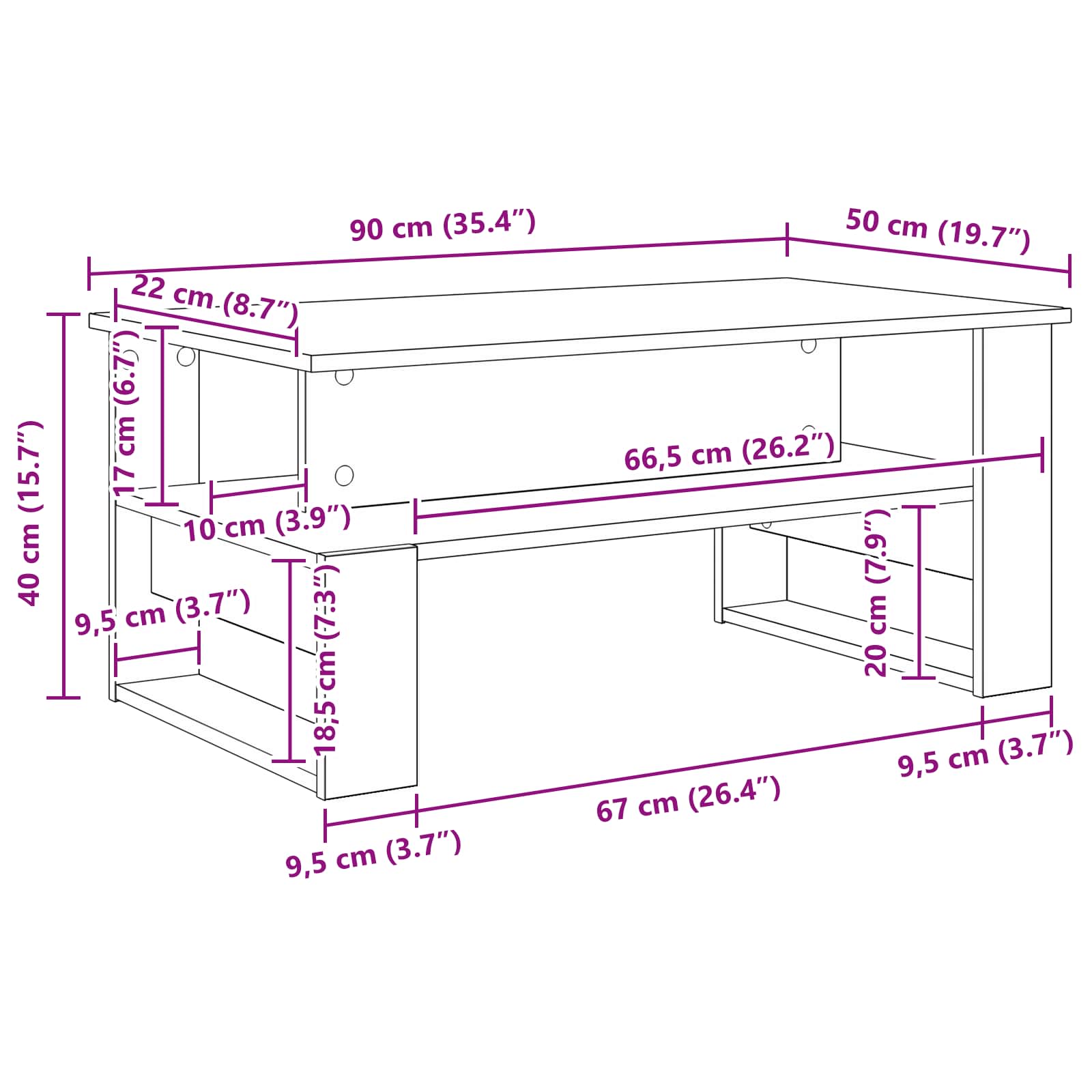 Kava Stol Sonoma hrast 90 x 50 x 40 cm Konstruirano drvo
