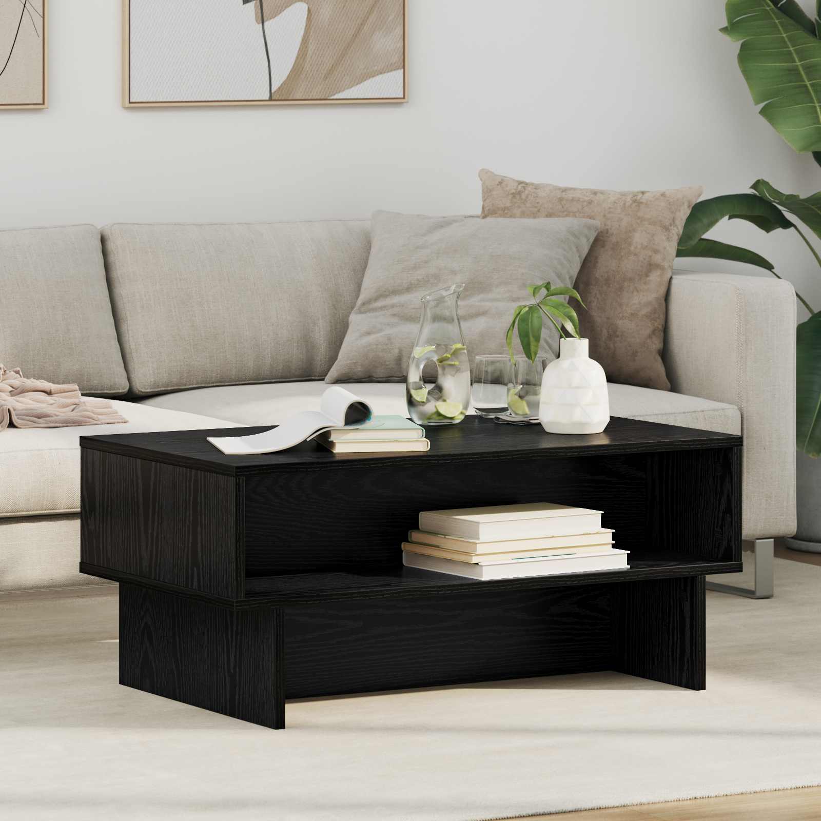 Kava Stol Crni hrast 80 x 46 x 35 cm Konstruirano drvo