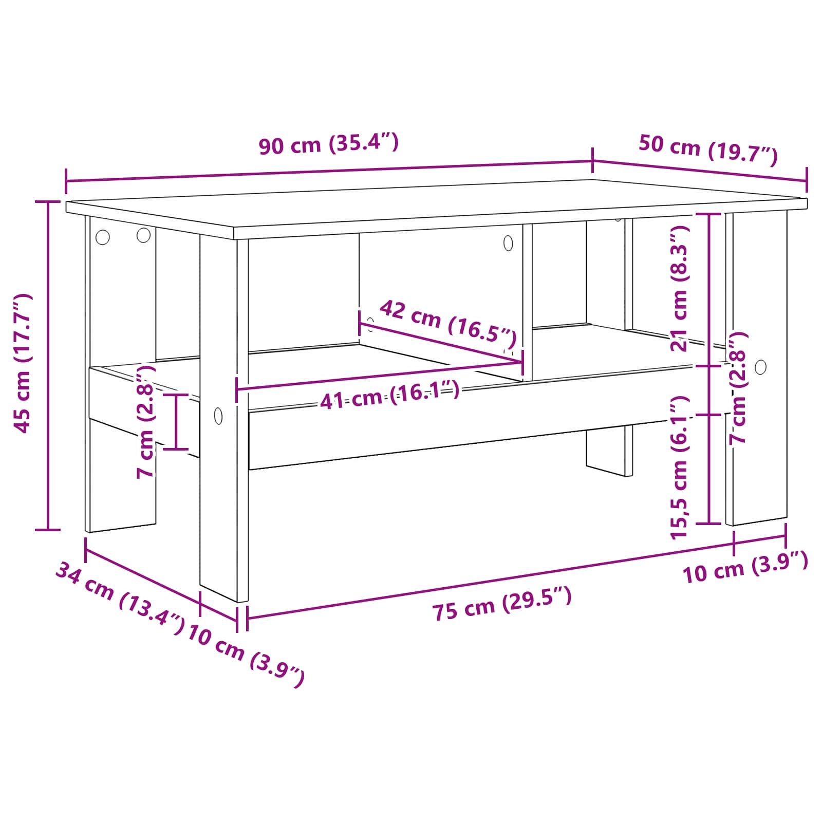 Kava Stol Staro drvo 90 x 50 x 45 cm Konstruirano drvo