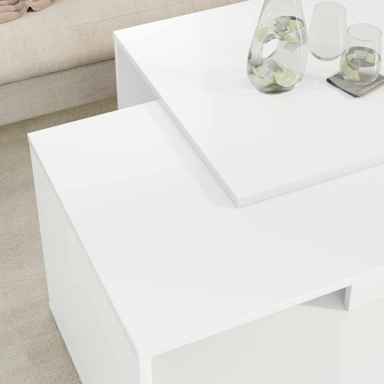 Set stolića za kavu 2 pcs Bijelo Konstruirano drvo
