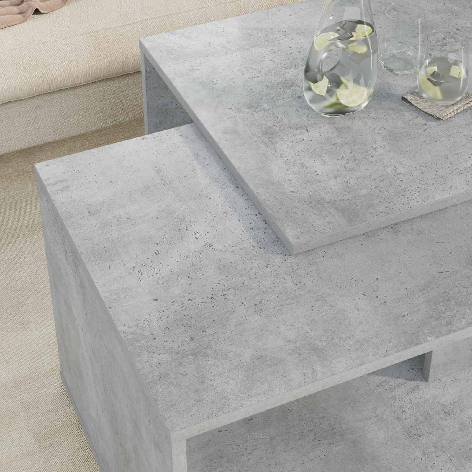 Set stolića za kavu 2 pcs Betonski sivi Konstruirano drvo
