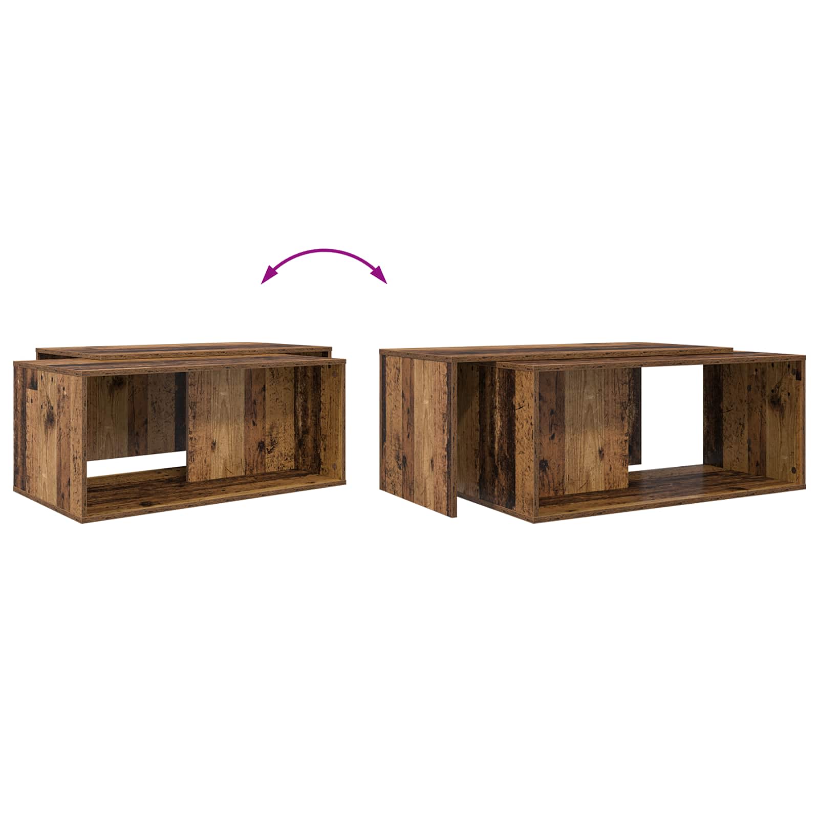 Set stolića za kavu 2 pcs Staro drvo Konstruirano drvo