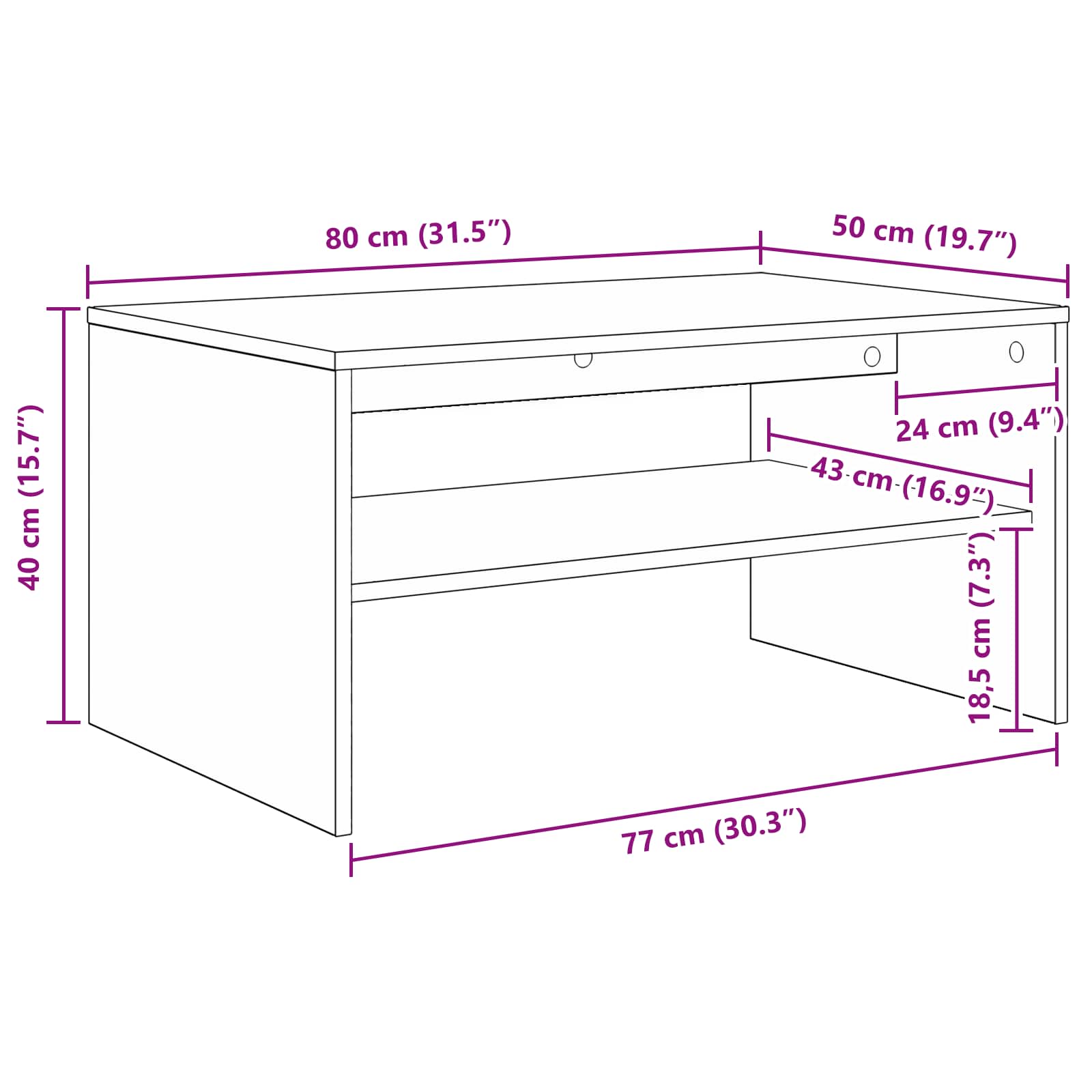 Kava Stol Sonoma hrast 80 x 50 x 40 cm Konstruirano drvo