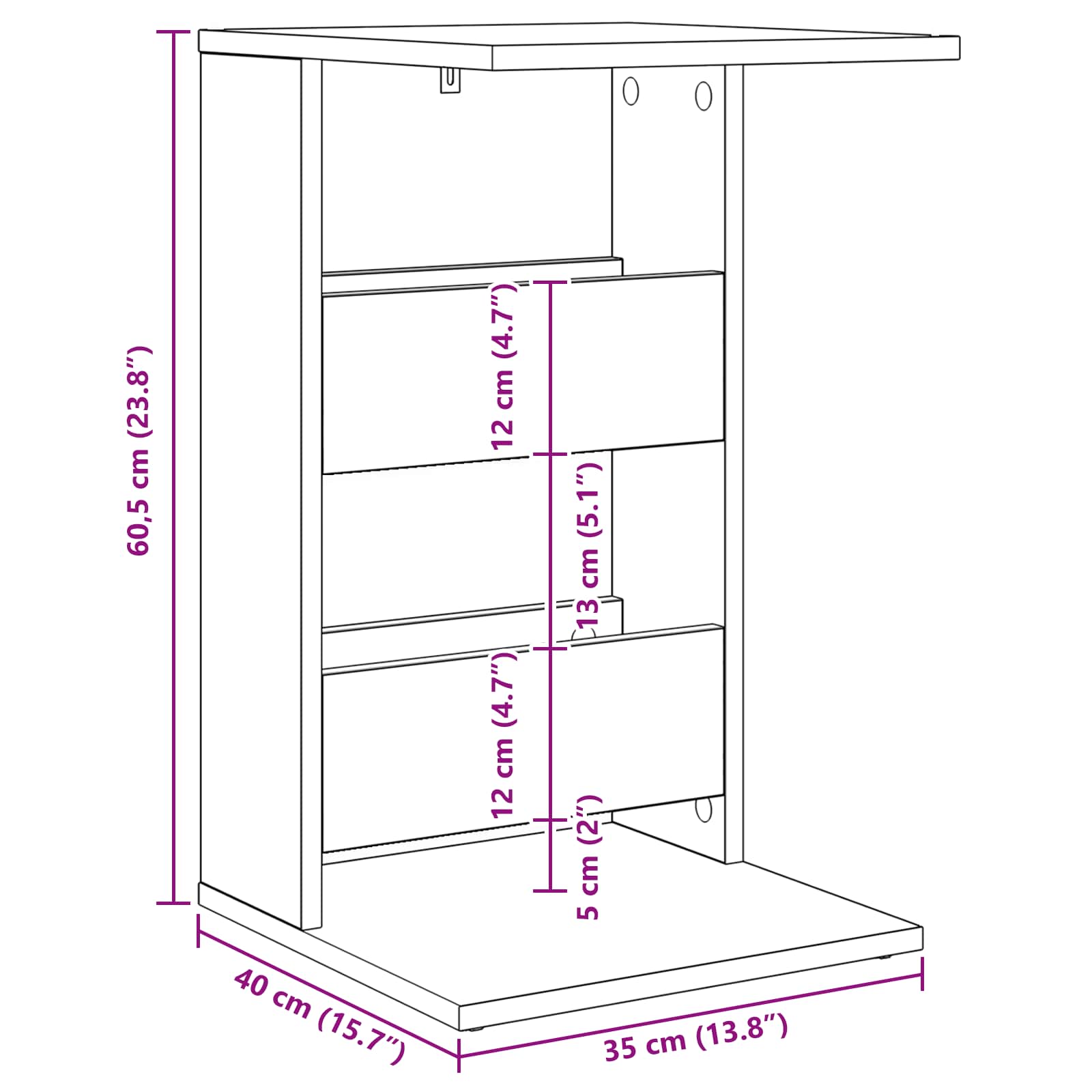 Bocni stol Sonoma hrast 40 x 35 x 60,5 cm Konstruirano drvo
