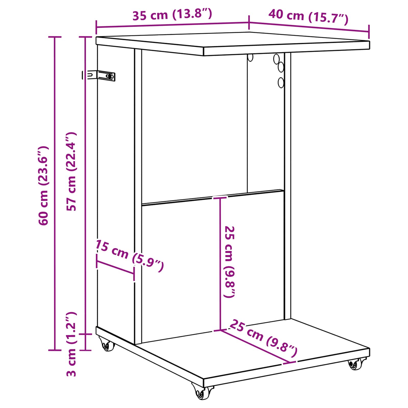 Bocni stol Betonski sivi 40 x 35 x 60 cm Konstruirano drvo