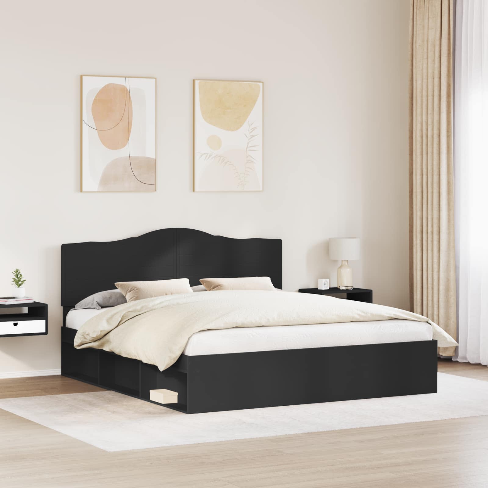 Krevetna konstrukcija Crna 180 x 200 cm Čvrsto borovo drvo
