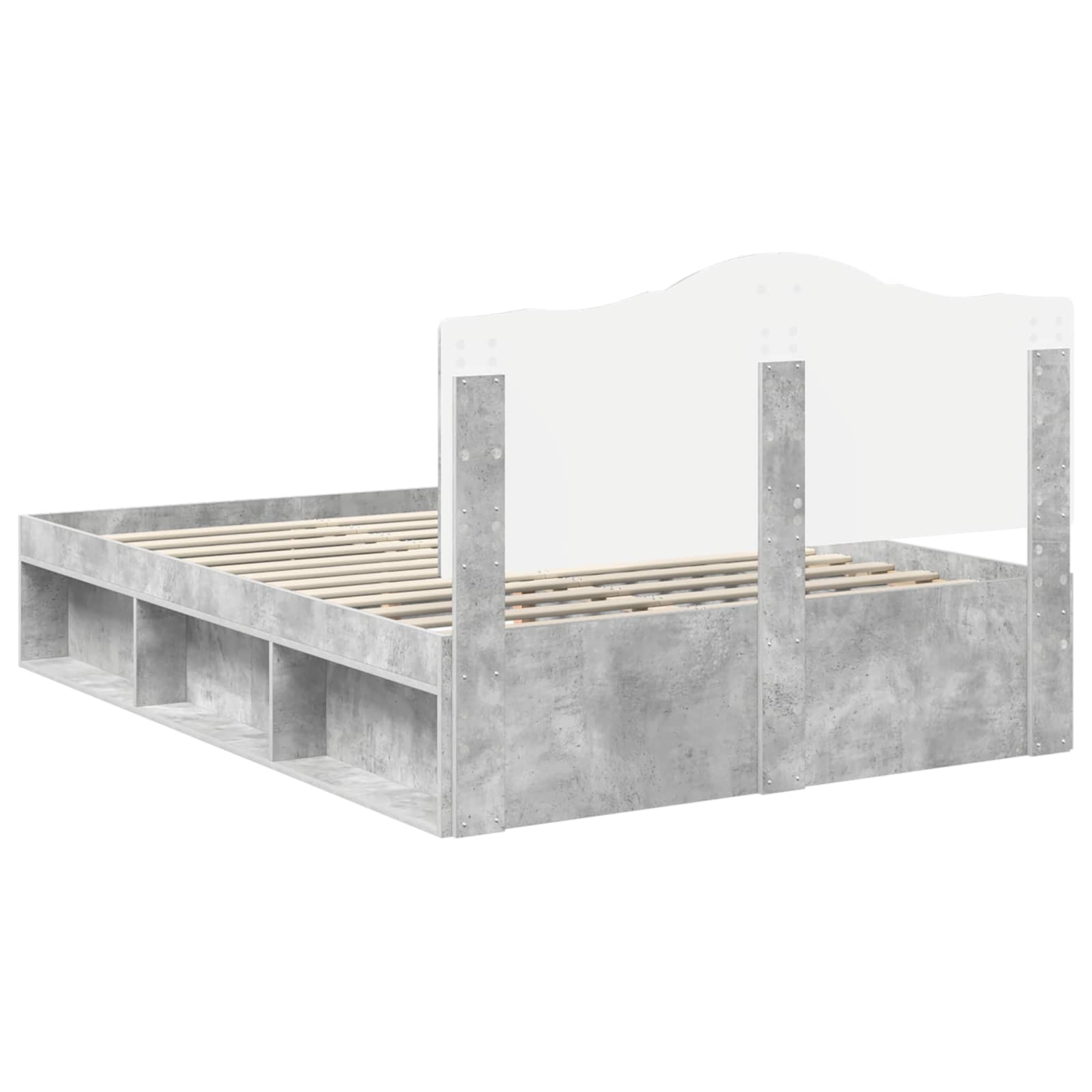 Krevetna konstrukcija Beton 140 x 200 cm Čvrsto borovo drvo