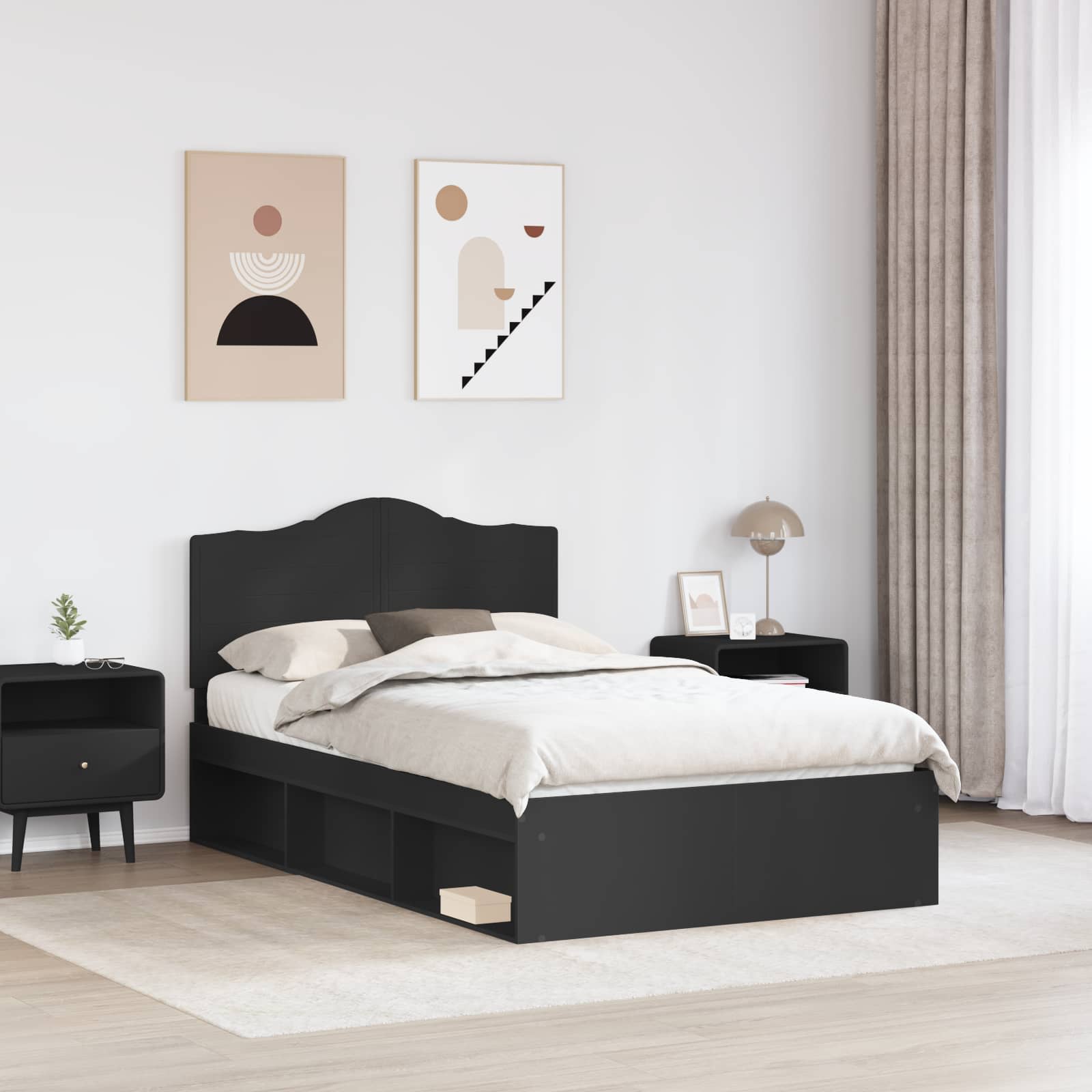 Krevetna konstrukcija Crna 120 x 200 cm Čvrsto borovo drvo