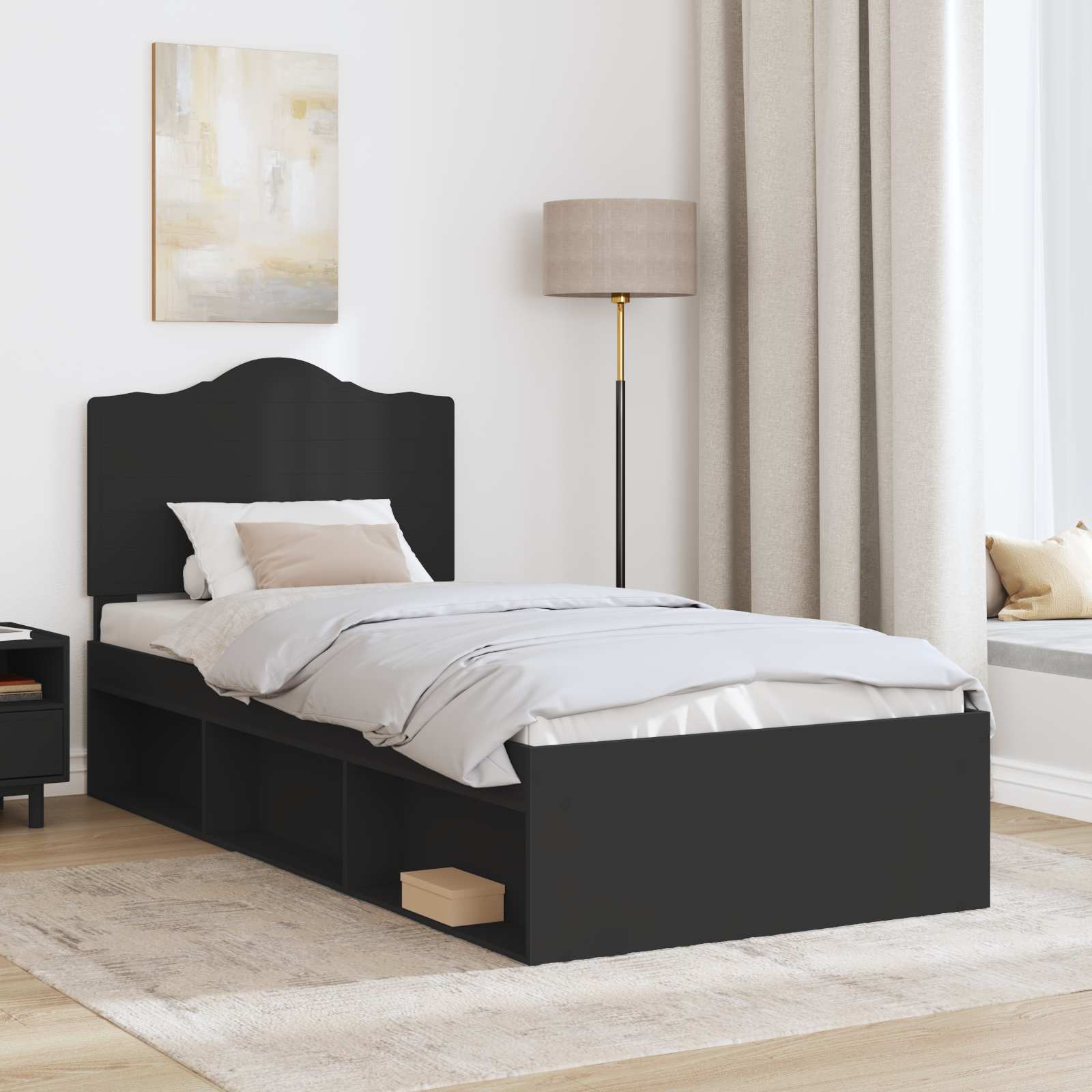 Krevetna konstrukcija Crna 100 x 200 cm Čvrsto borovo drvo