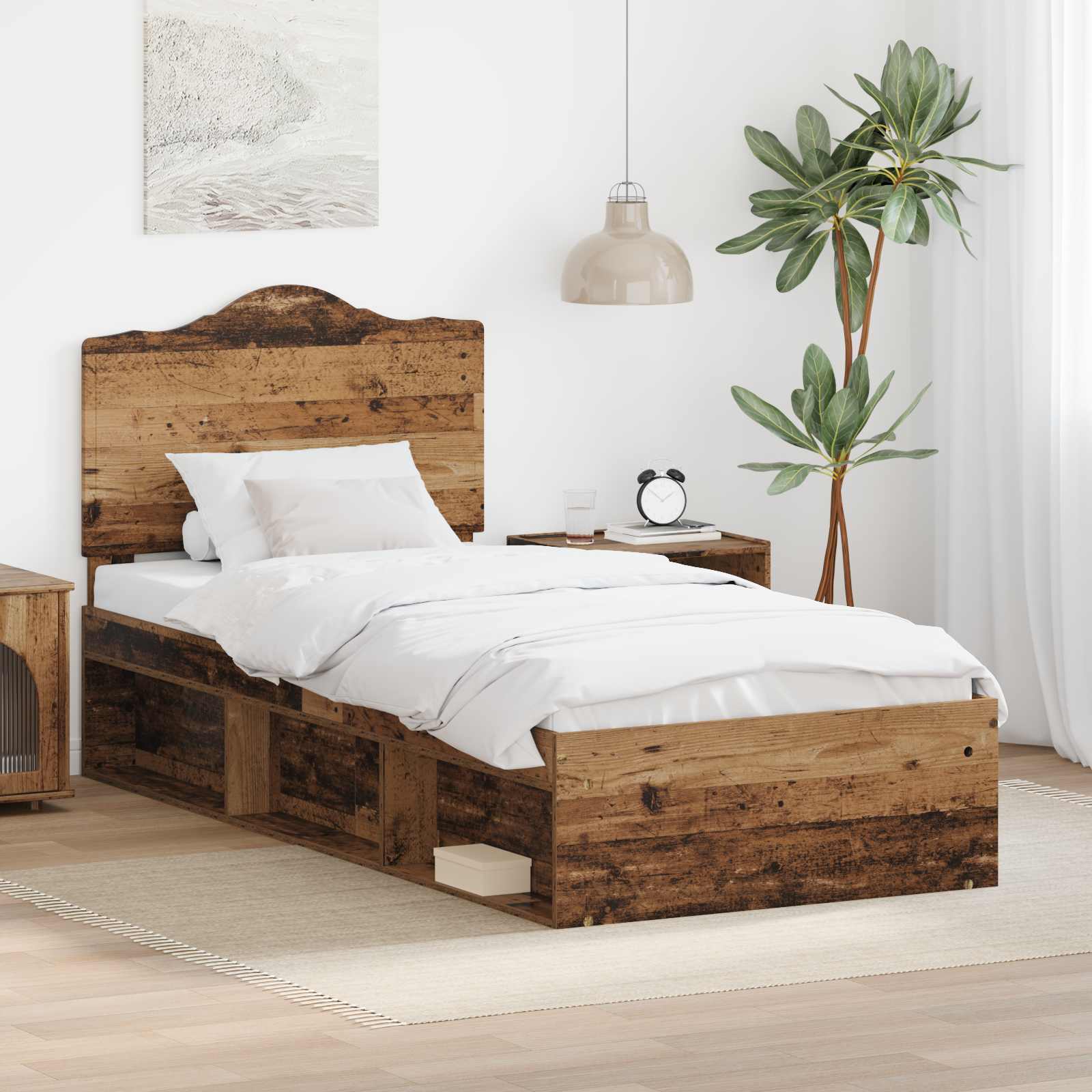 Krevetna konstrukcija s uzglavljem Staro drvo 100 x 200 cm