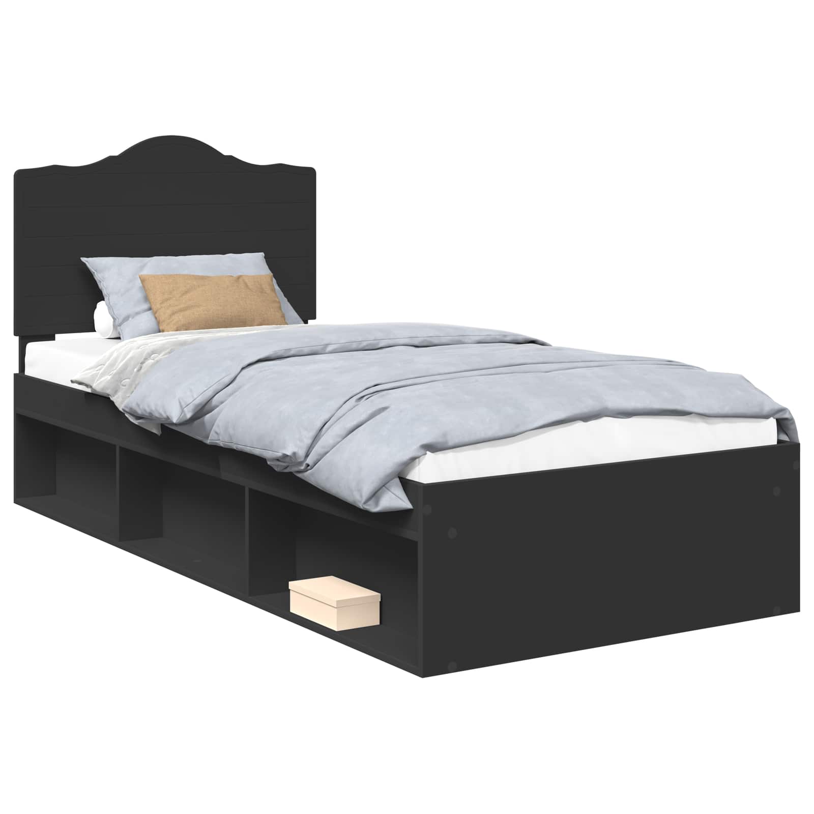Krevetna konstrukcija Crna 90 x 200 cm Čvrsto borovo drvo