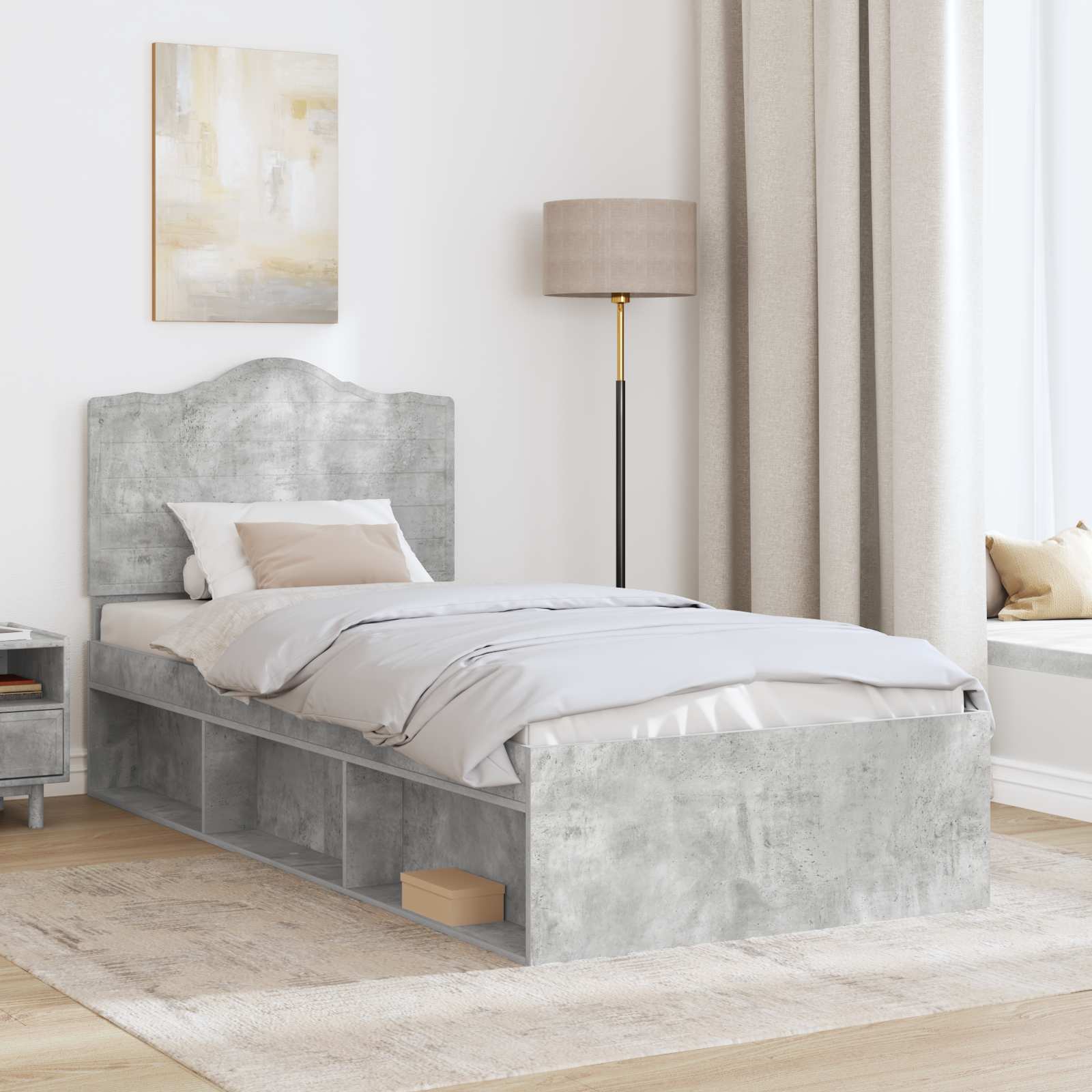 Krevetna konstrukcija s uzglavljem Betonska siva 75 x 190 cm