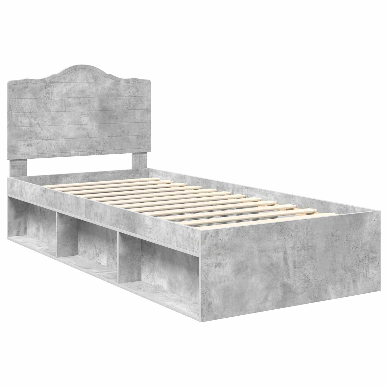 Krevetna konstrukcija s uzglavljem Betonska siva 75 x 190 cm