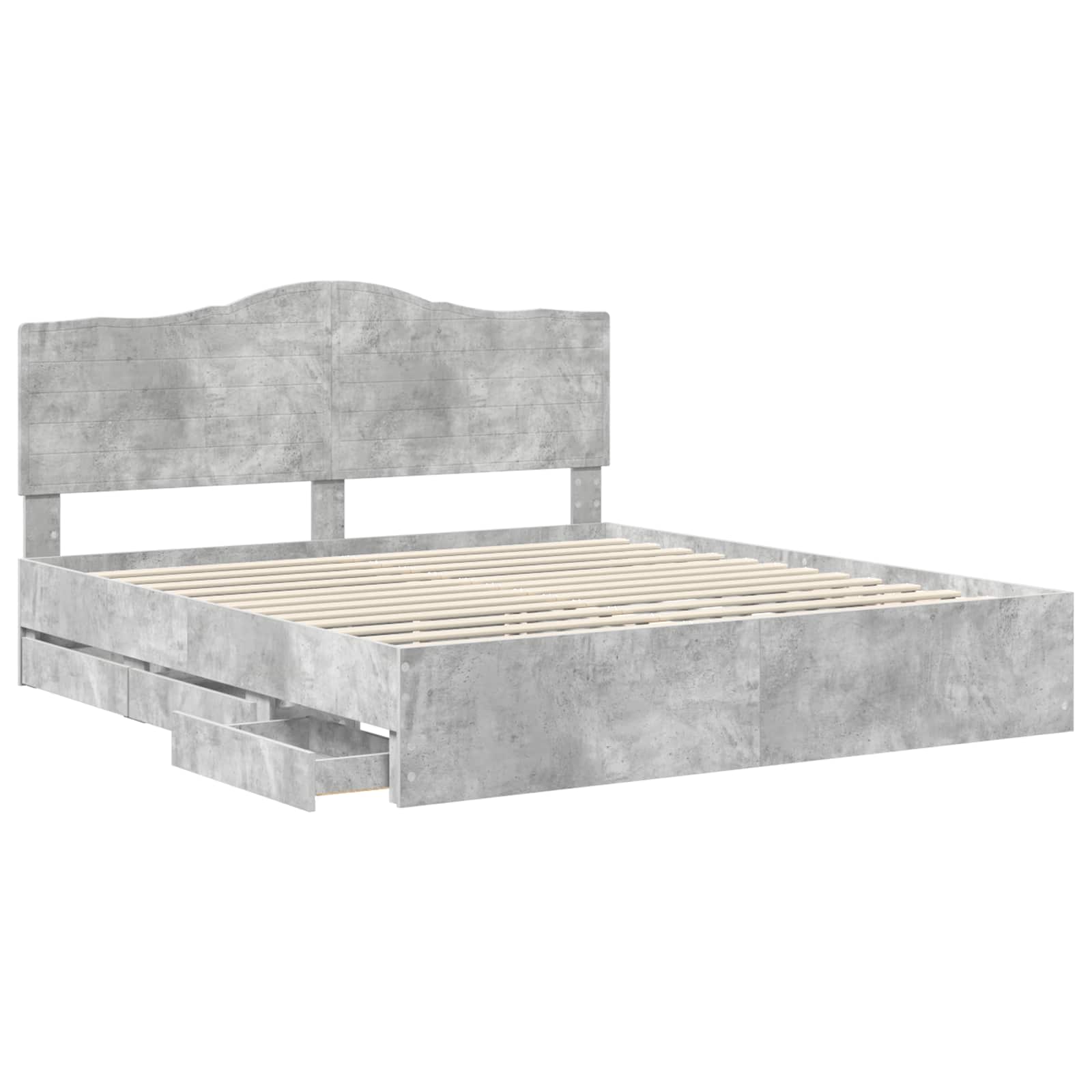 Krevetna konstrukcija s ladicama Betonsko Siva 200 x 200 cm