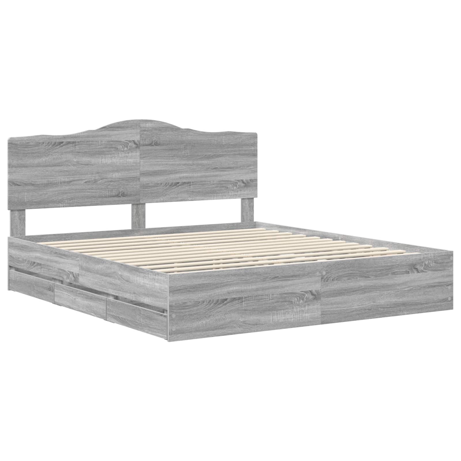 Krevetna konstrukcija Siva sonoma 200 x 200 cm Inženjersko Drvo