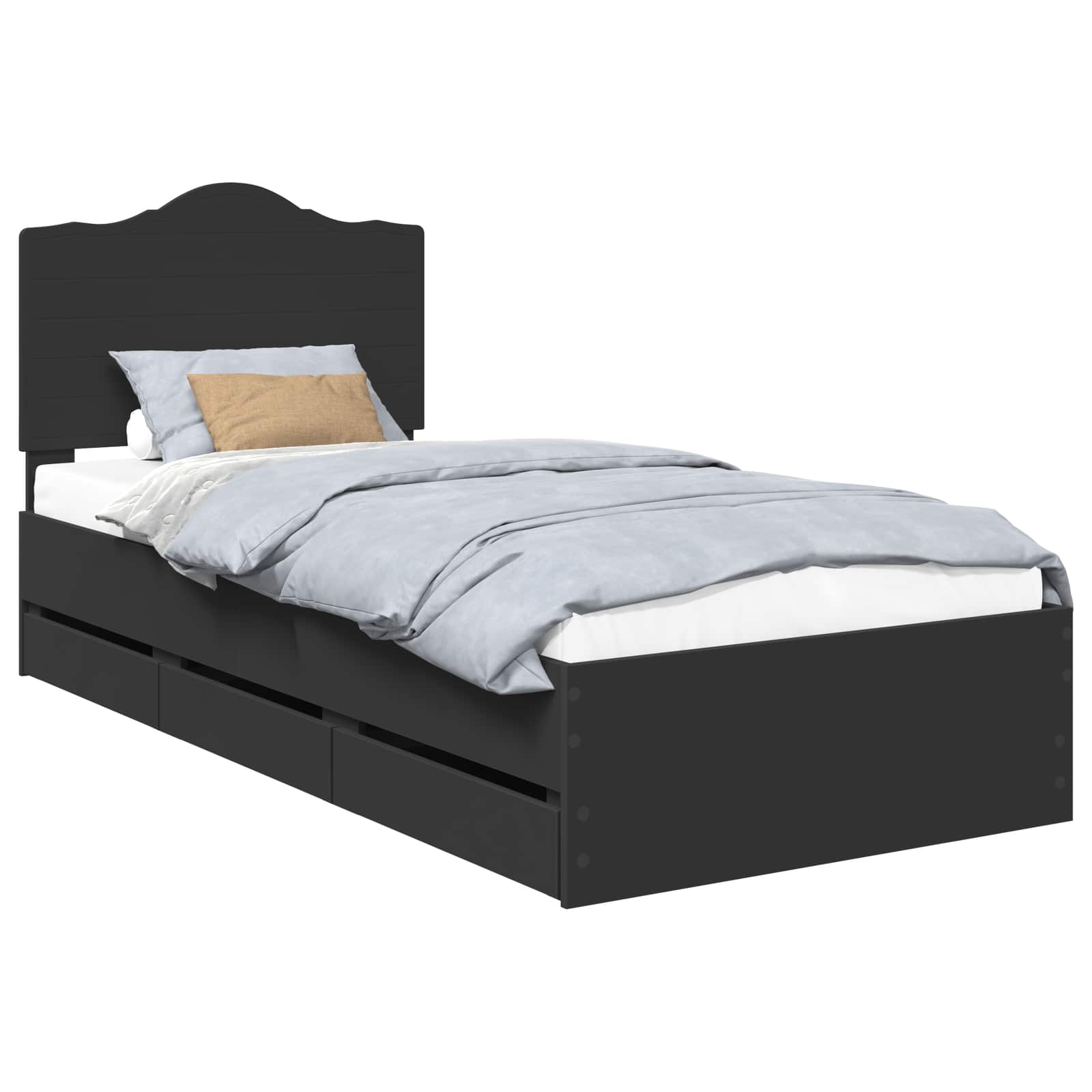 Krevetna konstrukcija Crna 90 x 200 cm Inženjersko Drvo