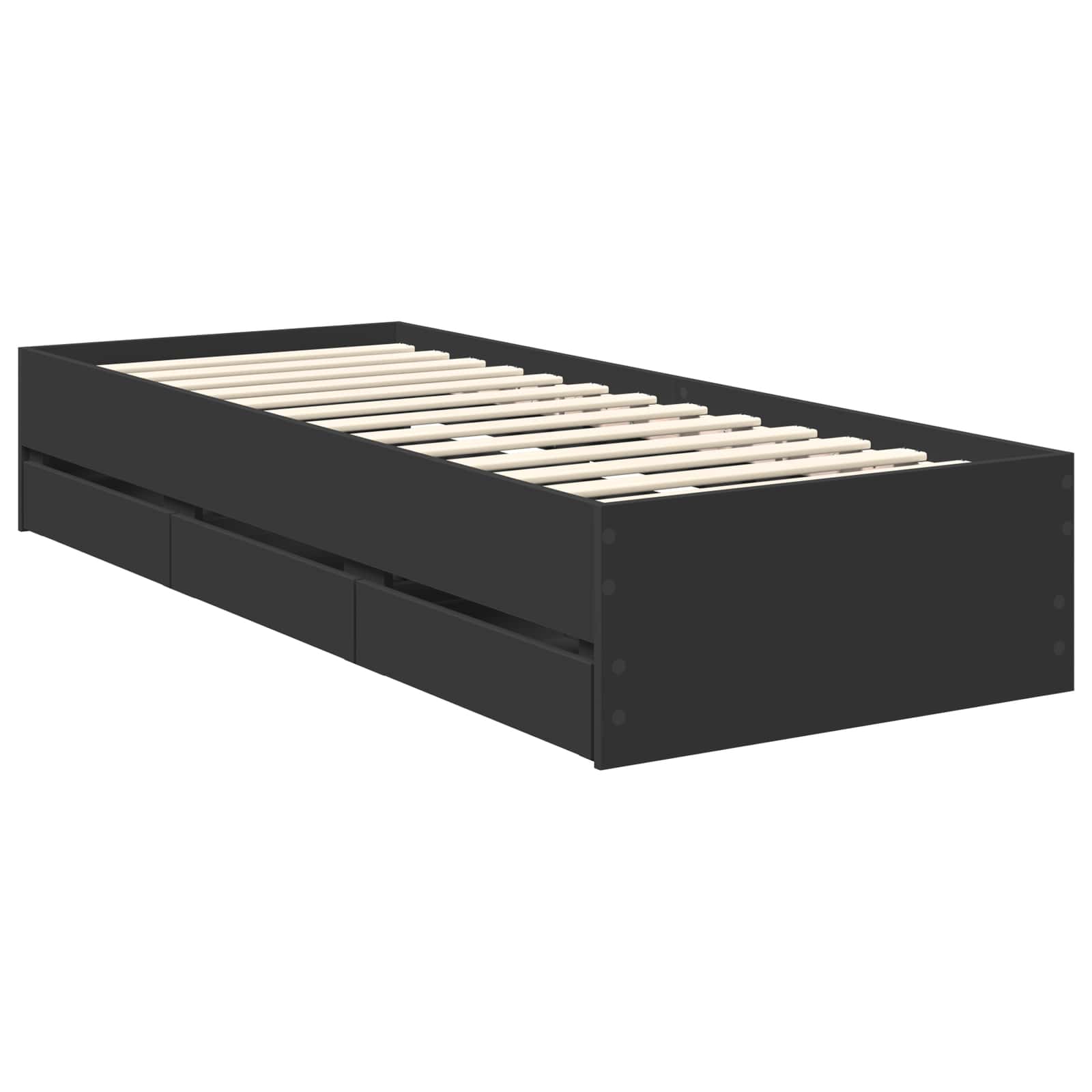 Krevetna konstrukcija Crna 75 x 190 cm Inženjersko Drvo
