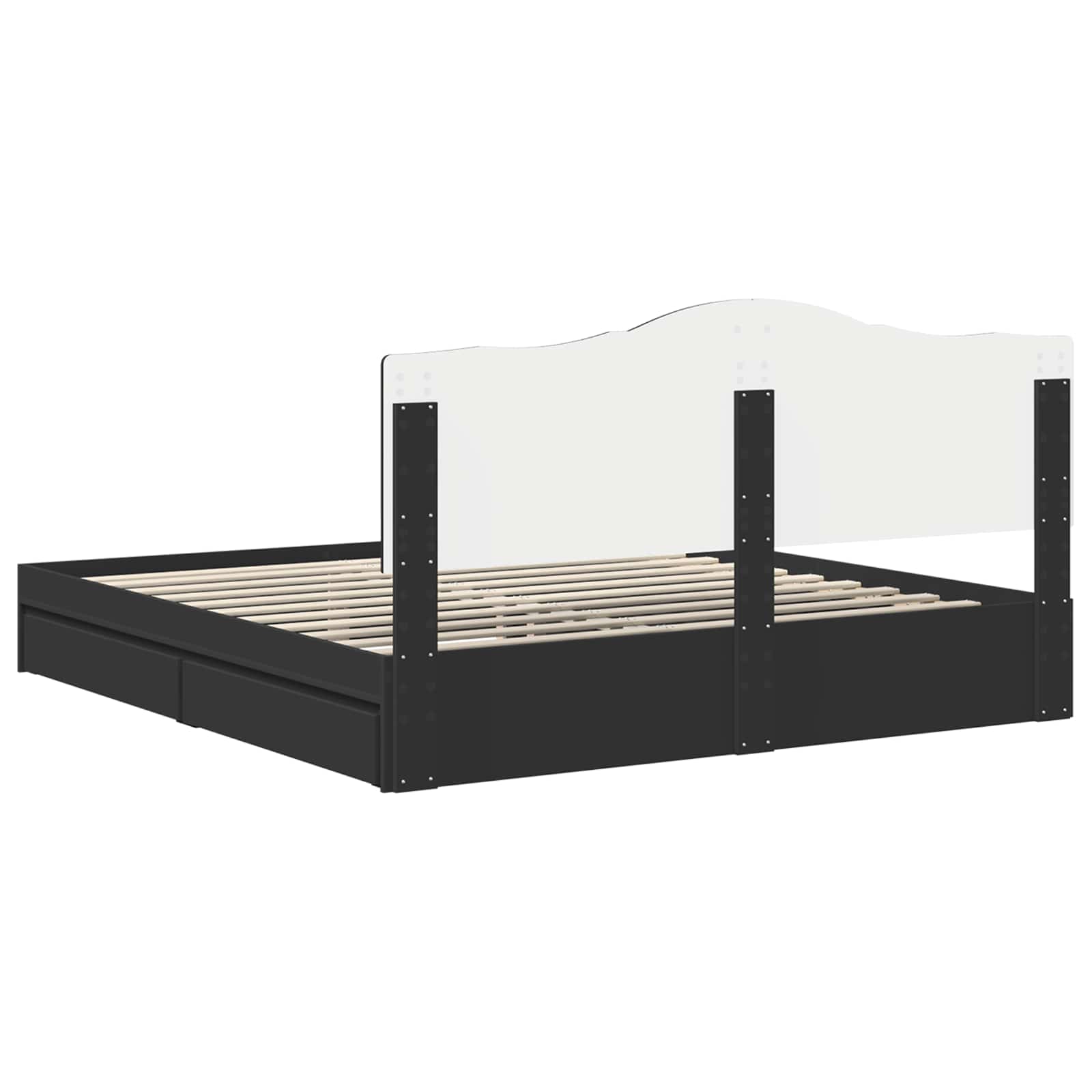 Krevet s od storage Crna 200 x 200 cm Konstruirano drvo