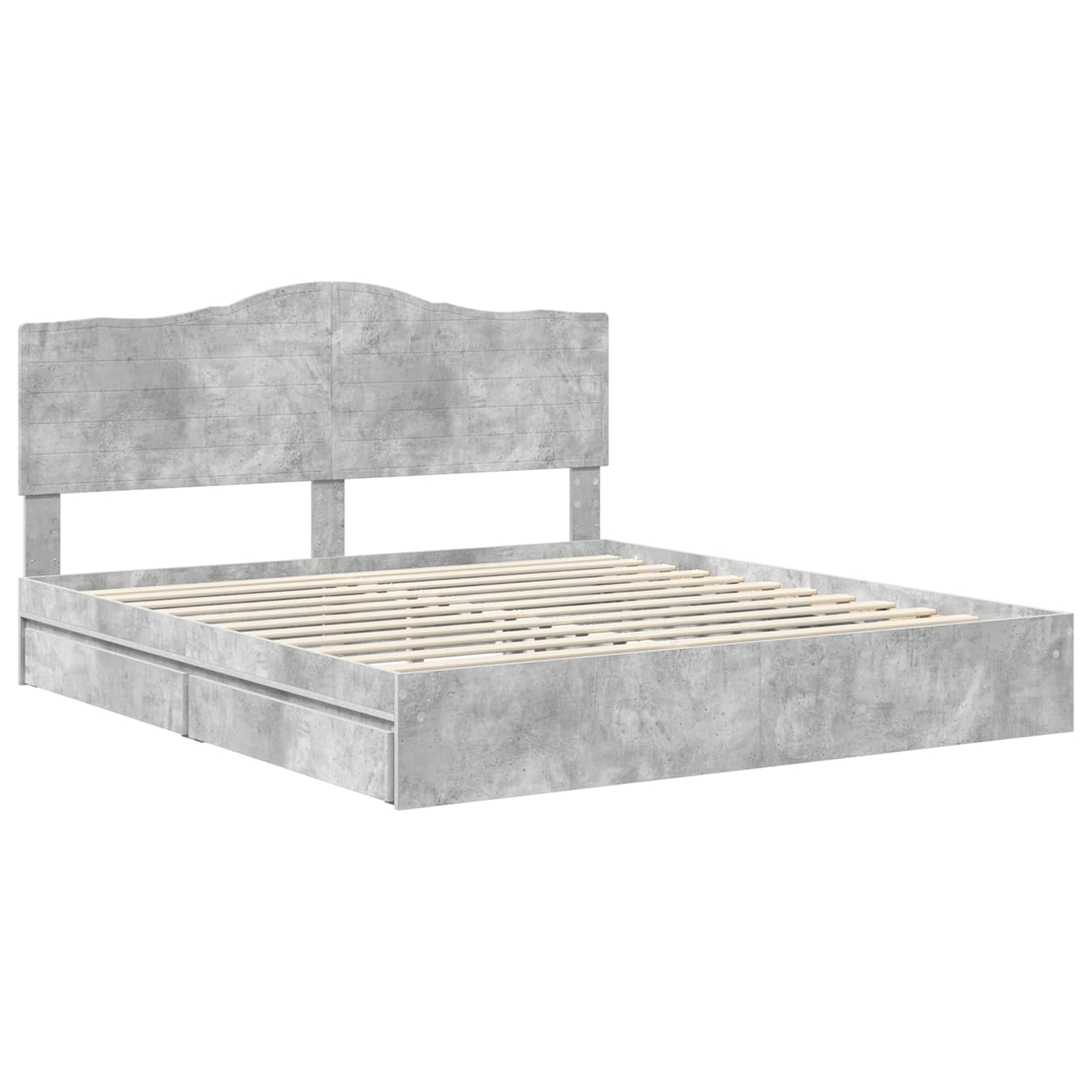 Krevet s od storage s uzglavljem Betonski sivi 200 x 200 cm