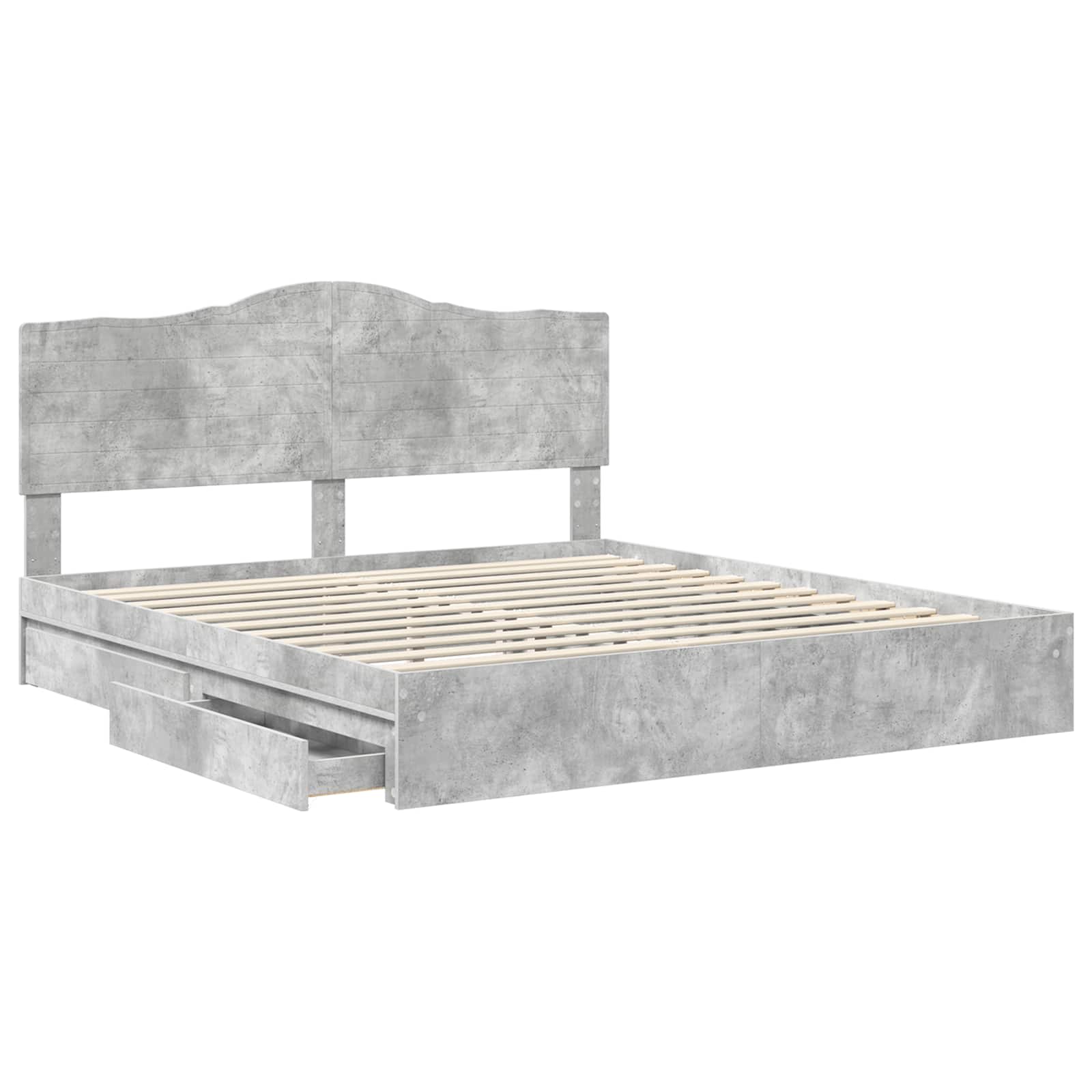 Krevet s od storage s uzglavljem Betonski sivi 200 x 200 cm