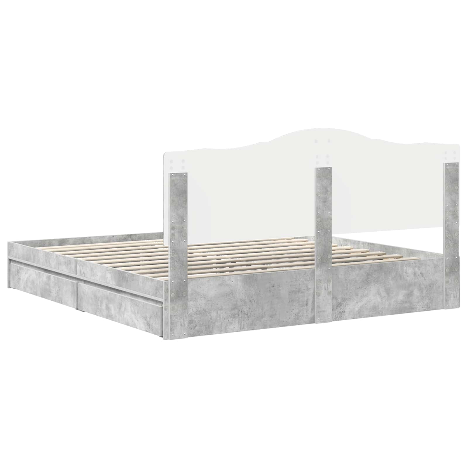 Krevet s od storage s uzglavljem Betonski sivi 200 x 200 cm