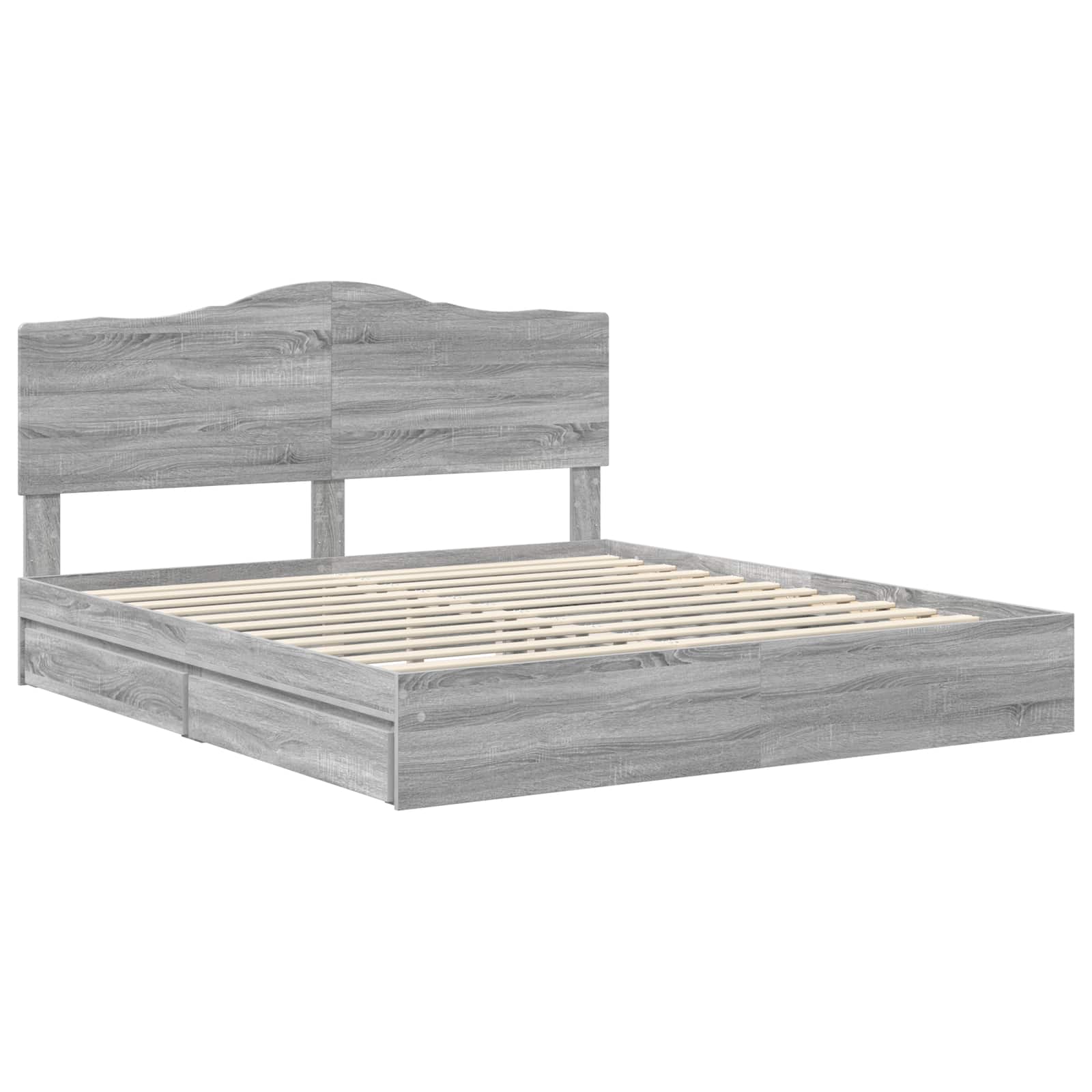 Krevet s od storage Siva Sonoma 200 x 200 cm Konstruirano drvo