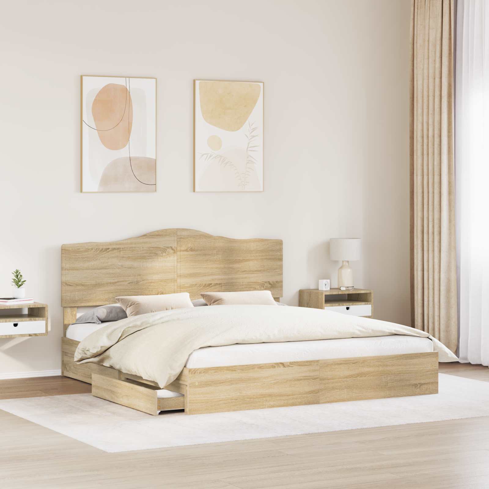 Krevet s od storage Sonoma hrast 180 x 200 cm Konstruirano drvo