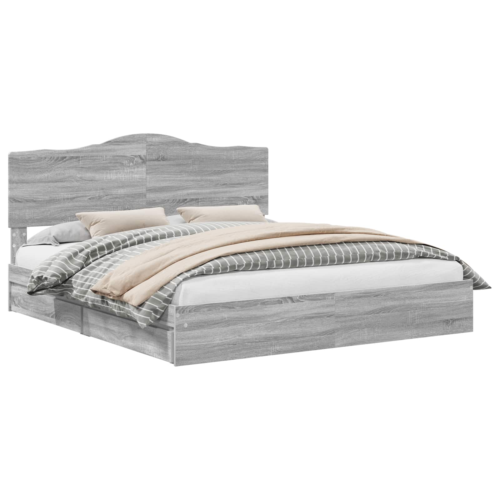 Krevet s od storage Siva Sonoma 180 x 200 cm Konstruirano drvo