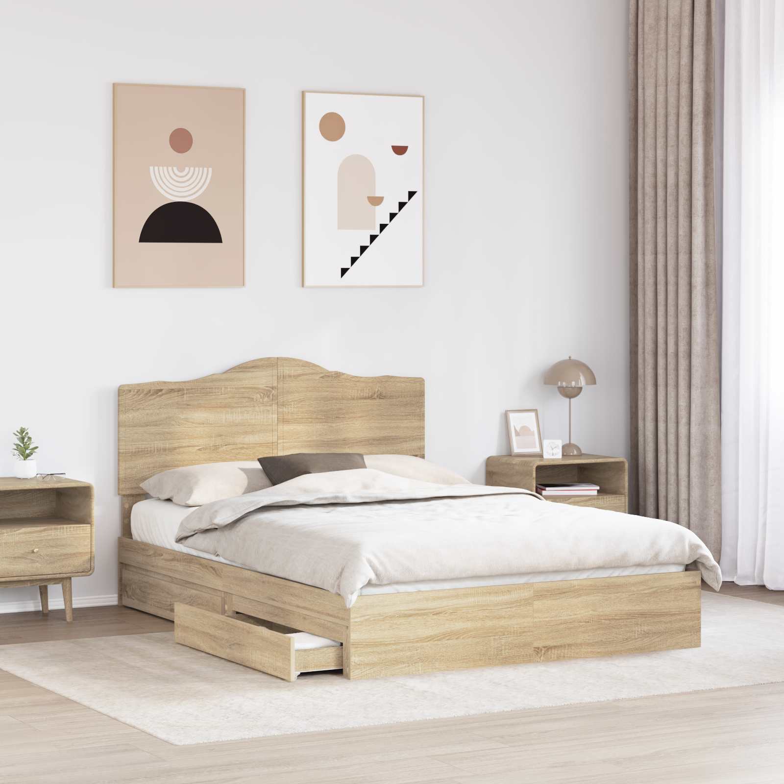 Krevet s od storage Sonoma hrast 160 x 200 cm Konstruirano drvo