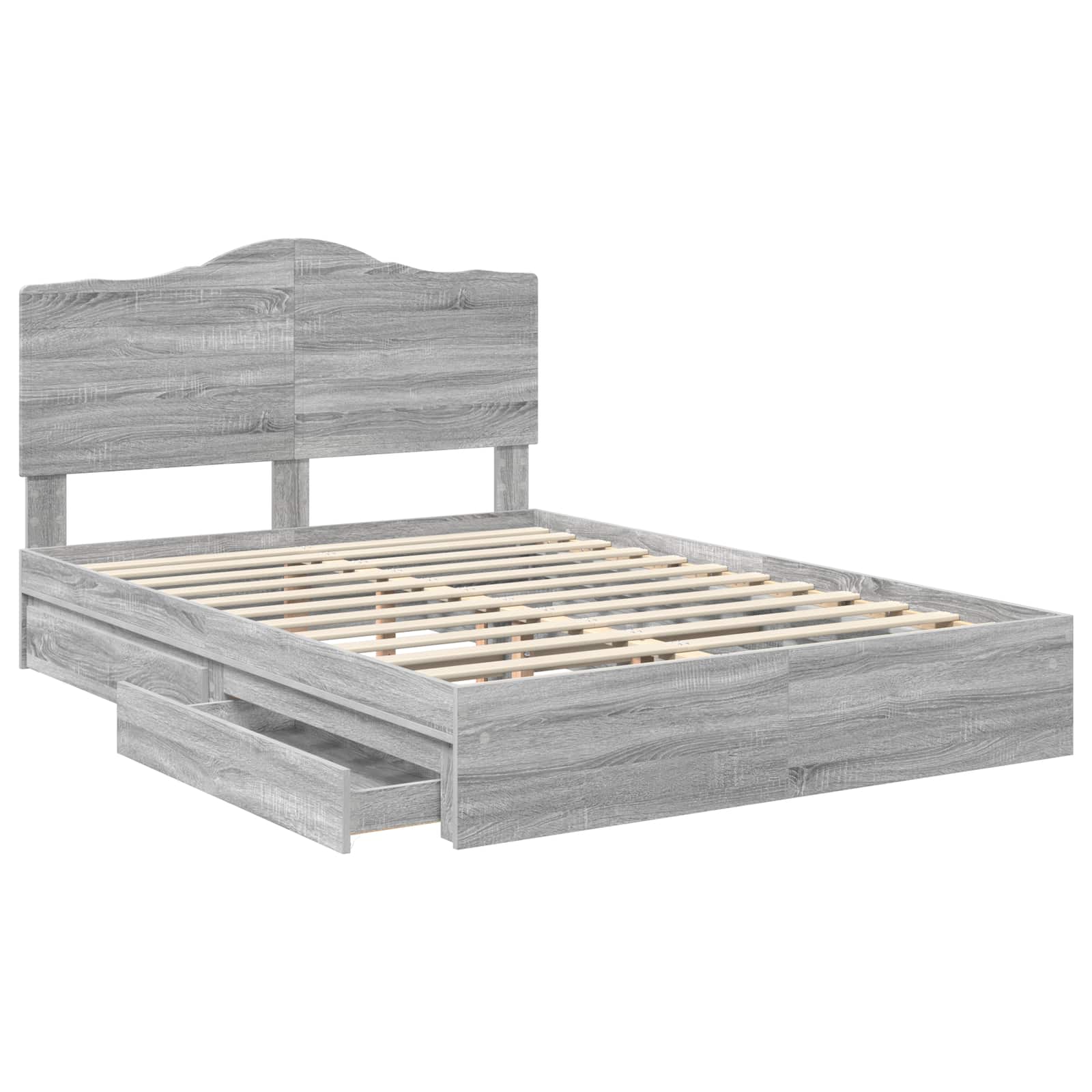 Krevet s od storage Siva Sonoma 160 x 200 cm Konstruirano drvo
