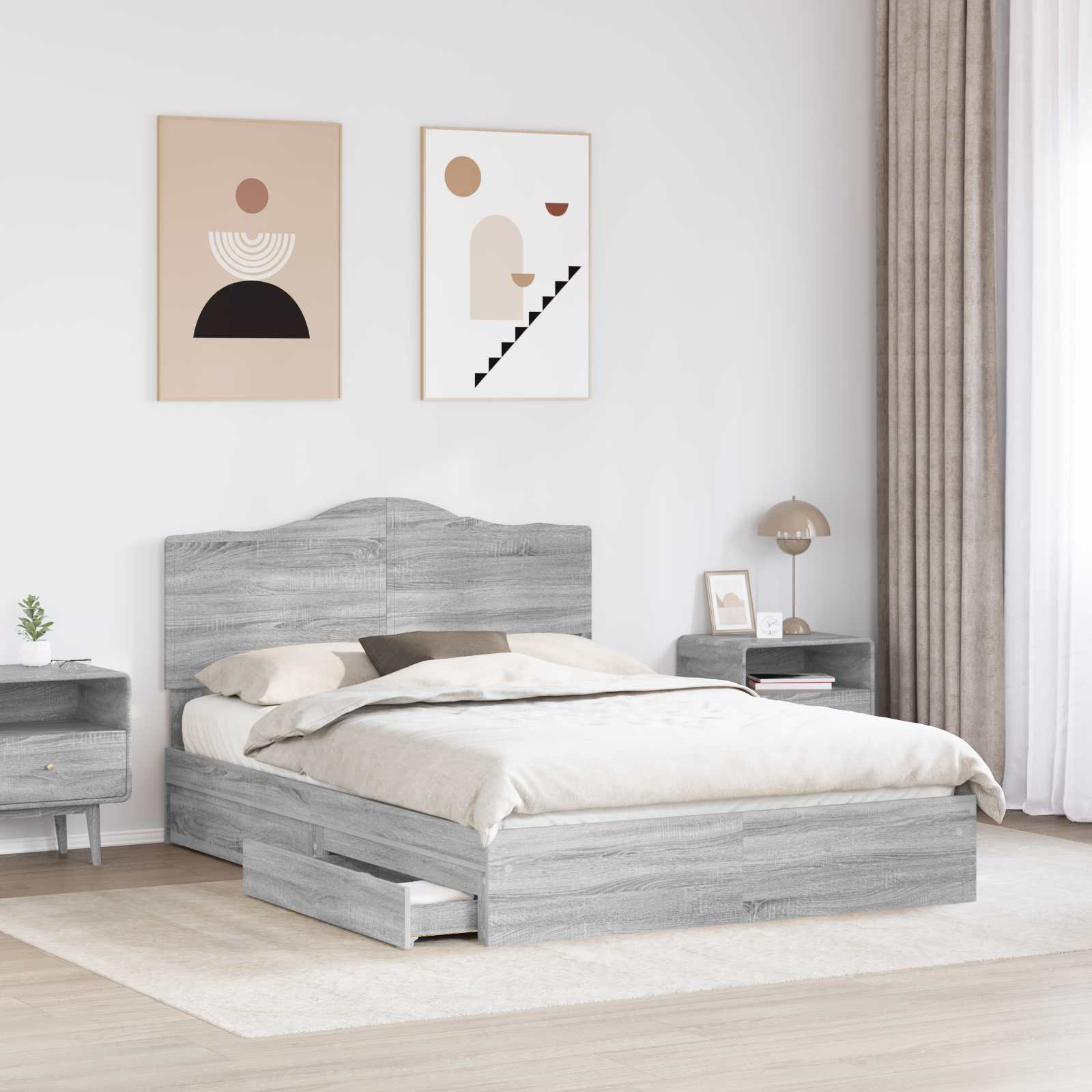 Krevet s od storage Siva Sonoma 140 x 200 cm Konstruirano drvo