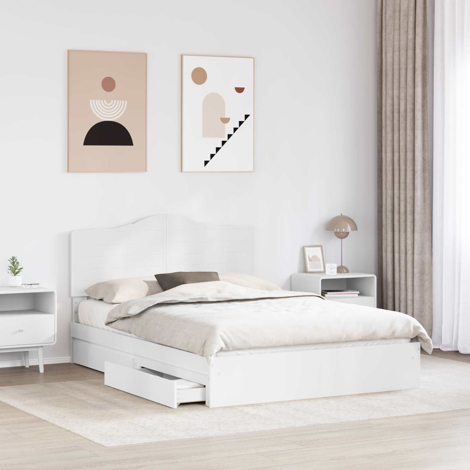 Krevet s od storage Bijelo 140 x 190 cm Konstruirano drvo