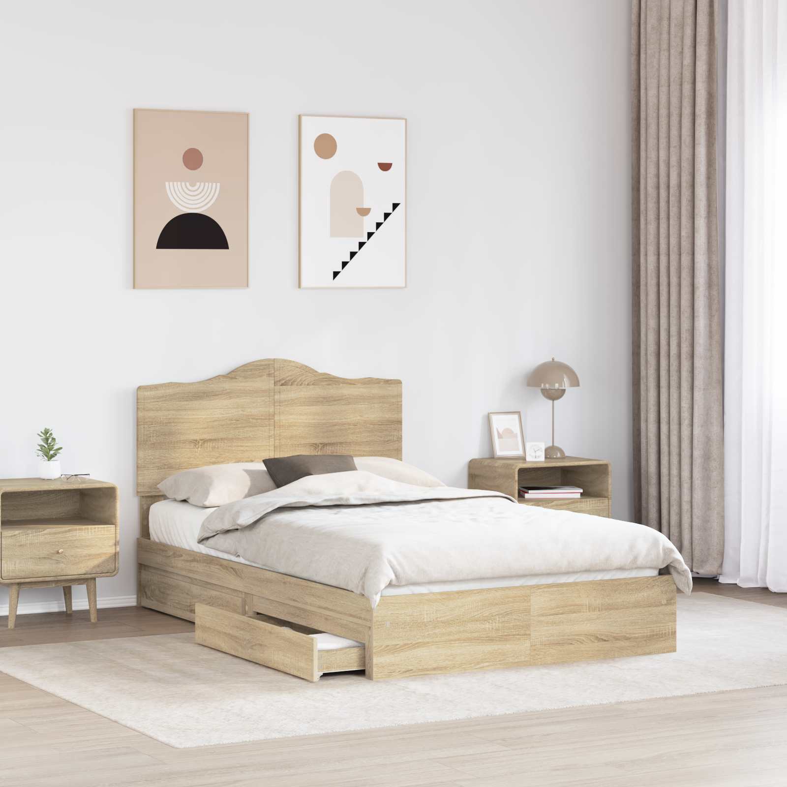 Krevet s od storage Sonoma hrast 135 x 190 cm Konstruirano drvo