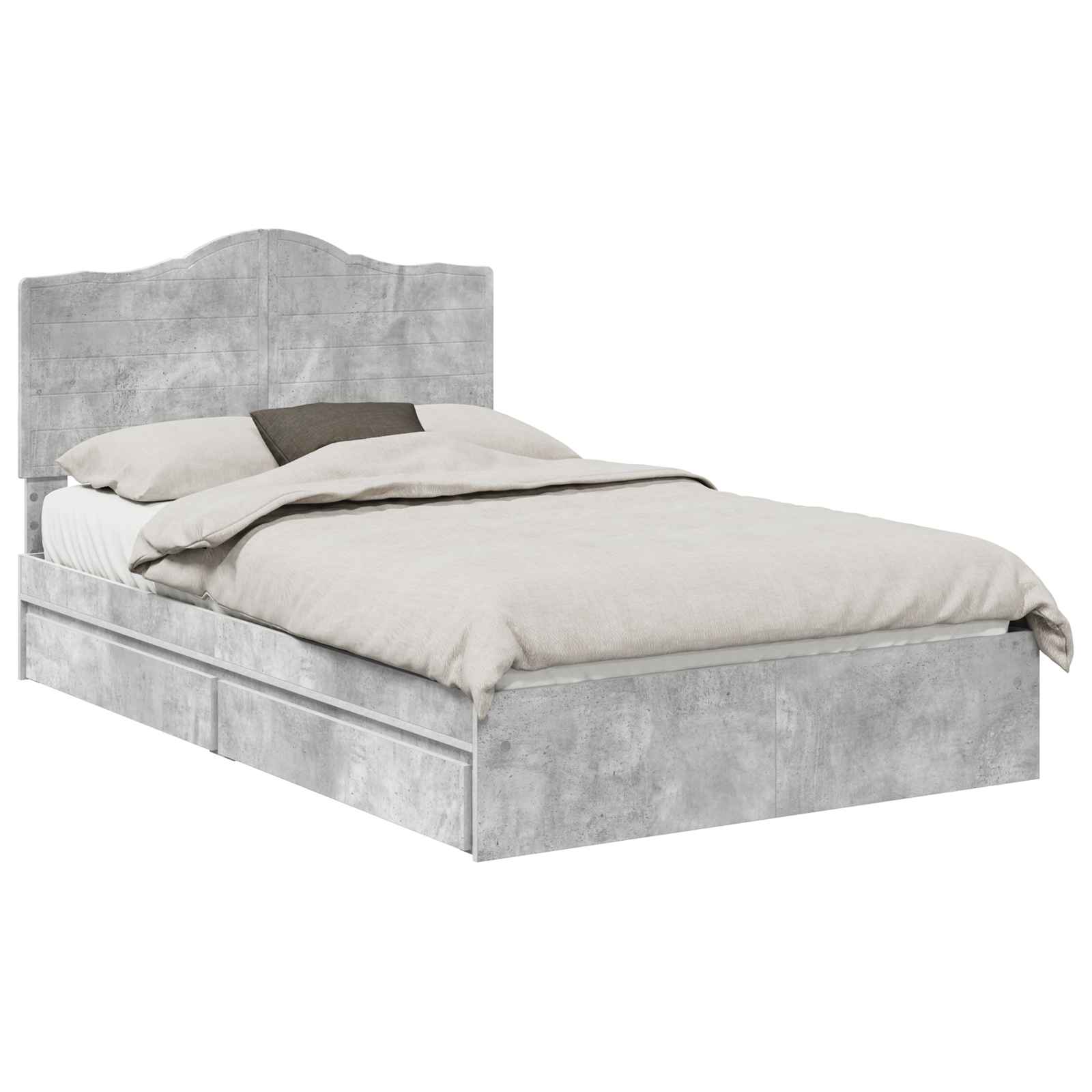 Krevet s od storage s uzglavljem Betonski sivi 135 x 190 cm
