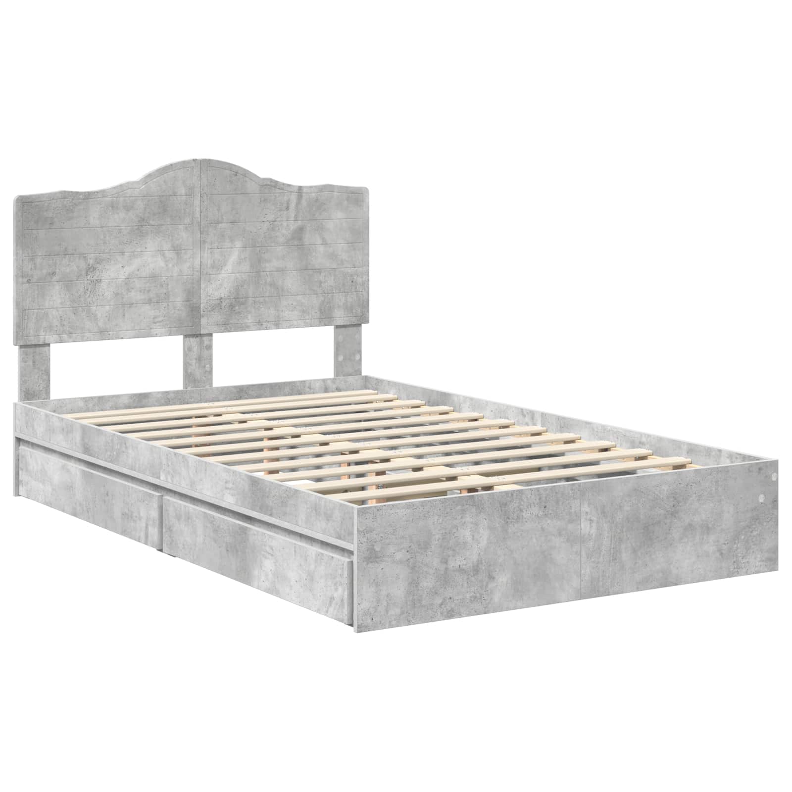Krevet s od storage s uzglavljem Betonski sivi 135 x 190 cm