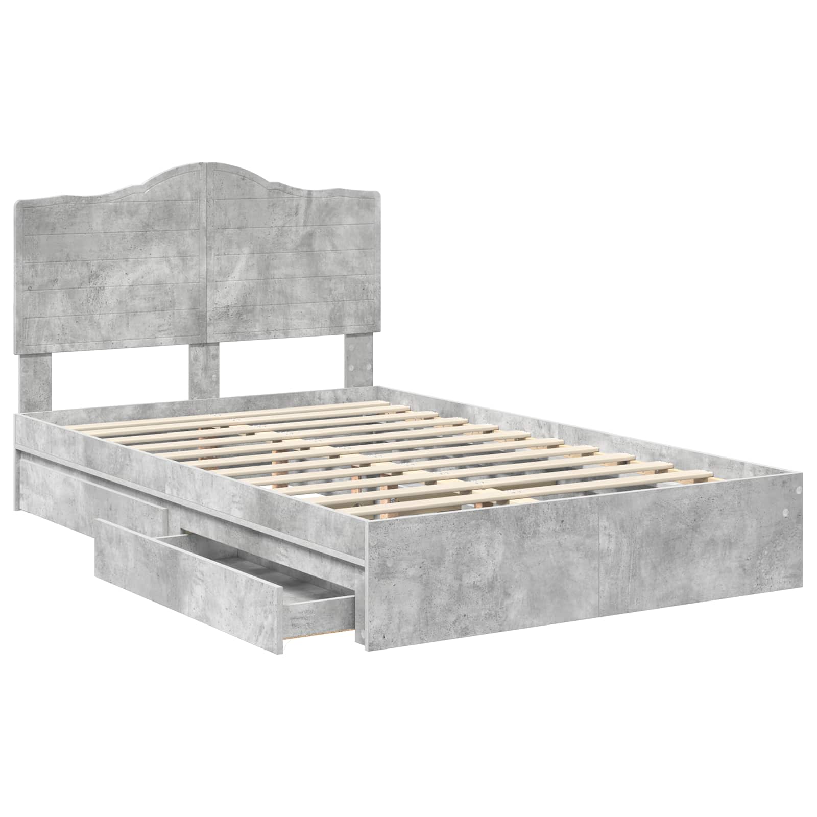 Krevet s od storage s uzglavljem Betonski sivi 135 x 190 cm