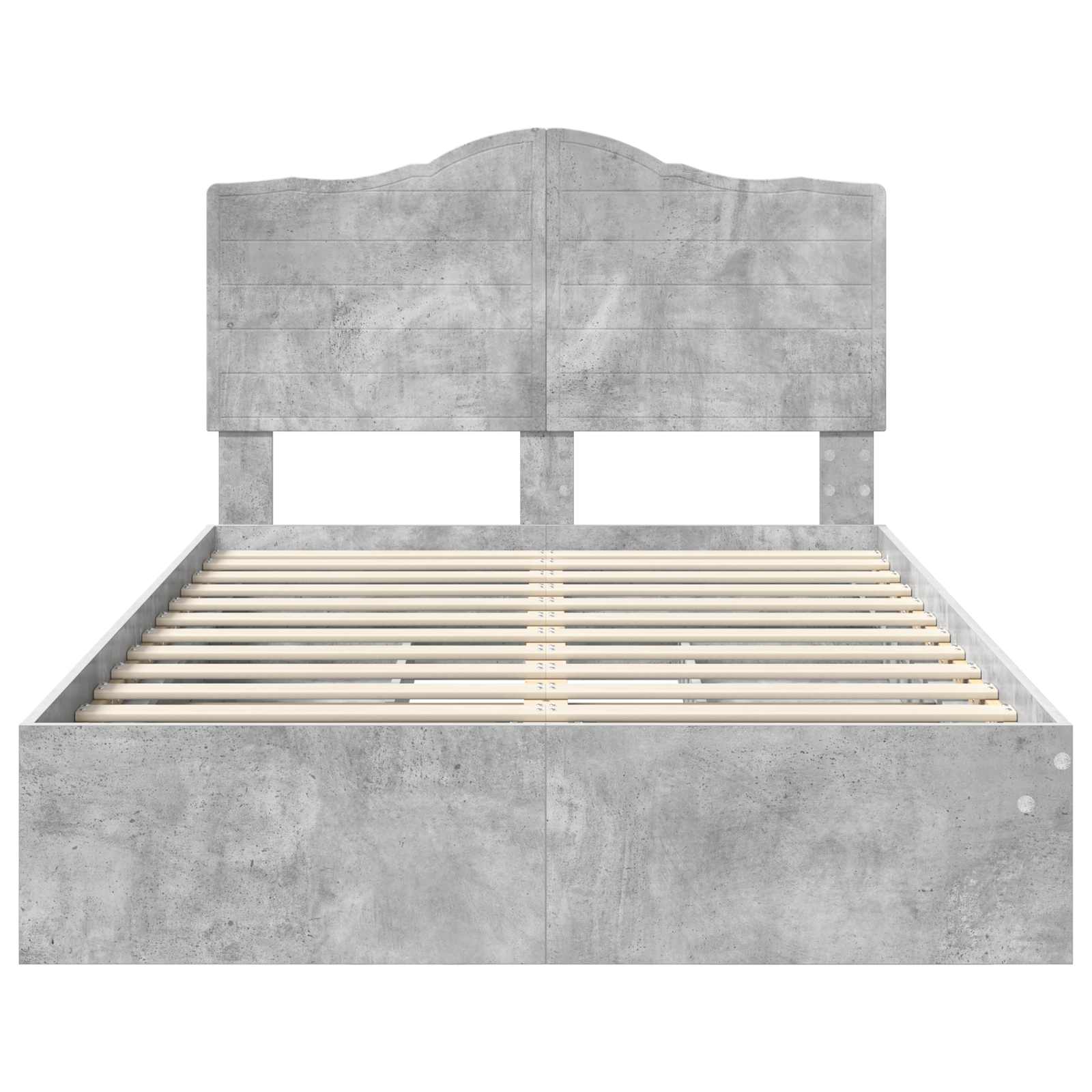 Krevet s od storage s uzglavljem Betonski sivi 135 x 190 cm