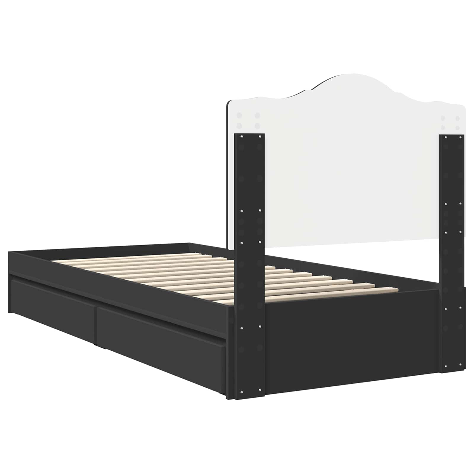 Krevet s od storage Crna 100 x 200 cm Konstruirano drvo