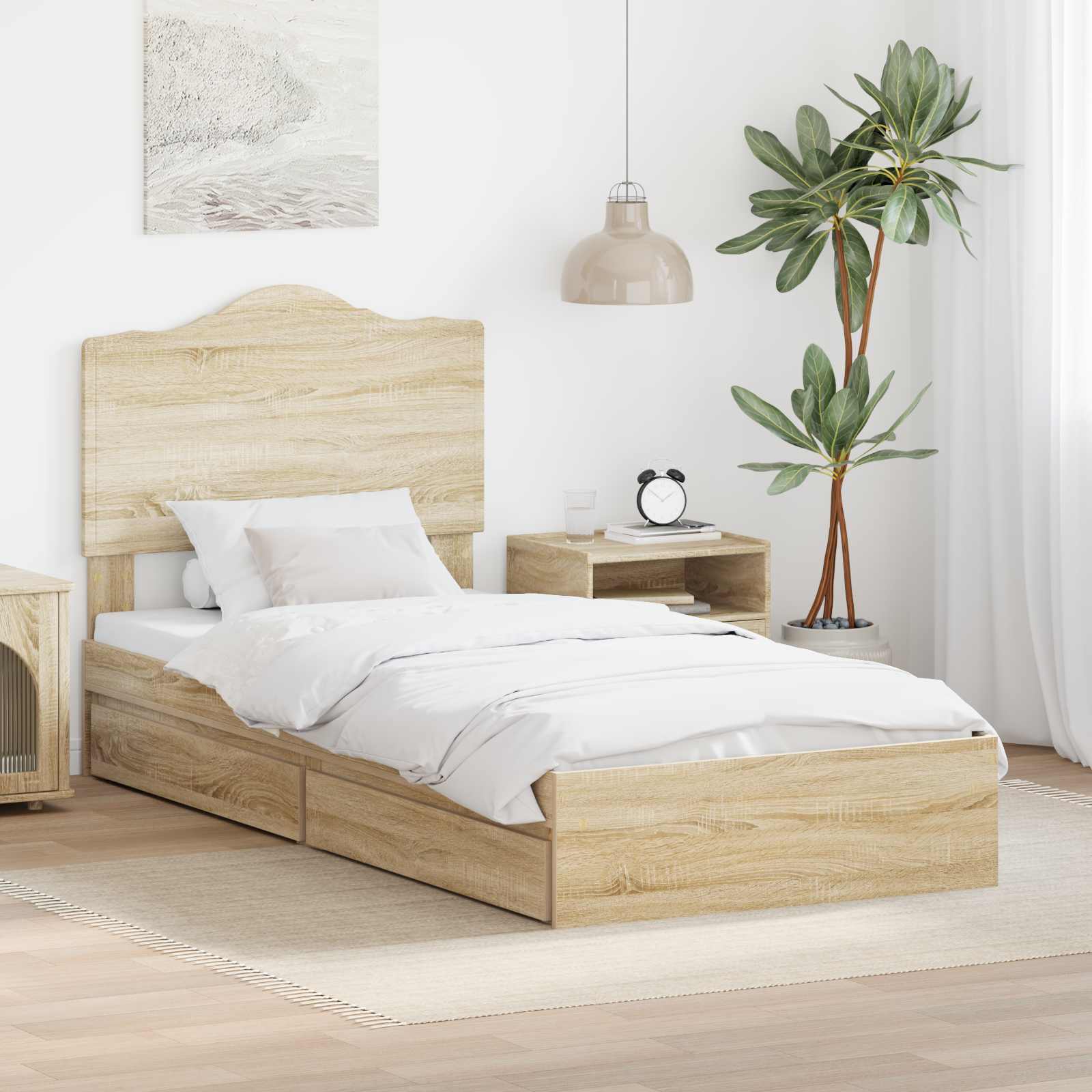 Krevet s od storage Sonoma hrast 100 x 200 cm Konstruirano drvo