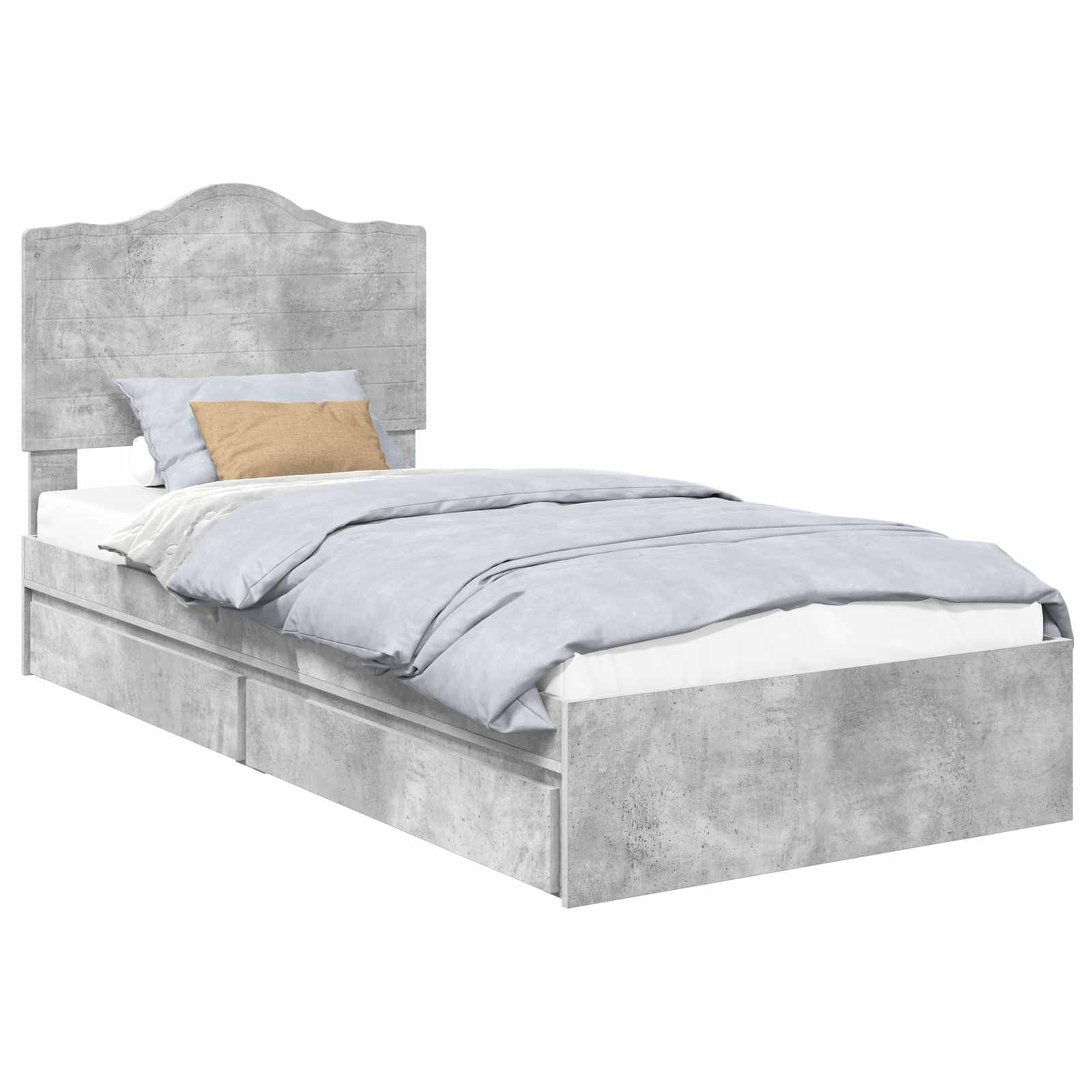 Krevet s od storage s uzglavljem Betonski sivi 100 x 200 cm