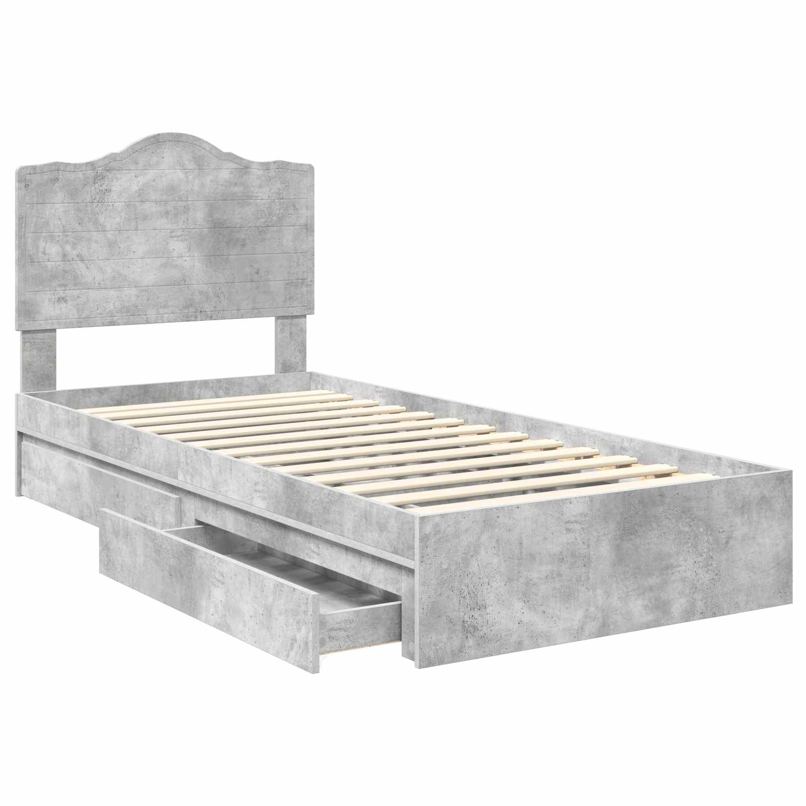 Krevet s od storage s uzglavljem Betonski sivi 100 x 200 cm