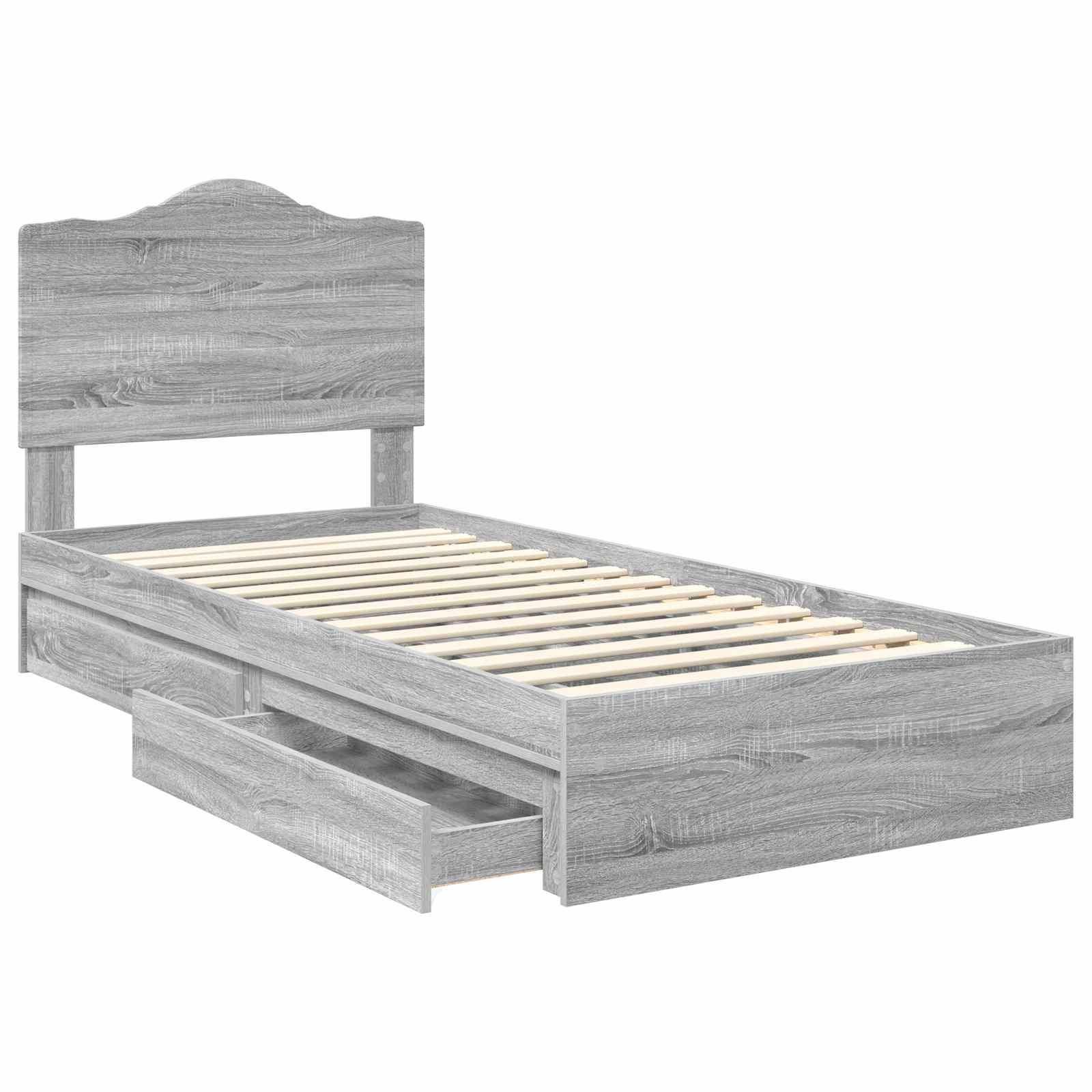 Krevet s od storage Siva Sonoma 90 x 200 cm Konstruirano drvo