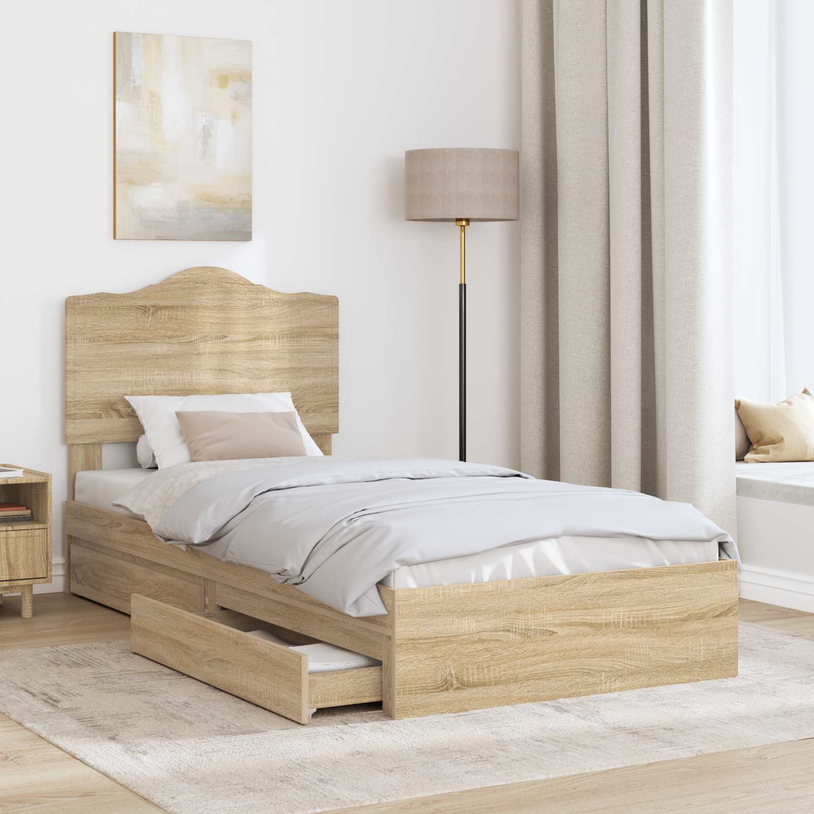 Krevet s od storage Sonoma hrast 90 x 190 cm Konstruirano drvo