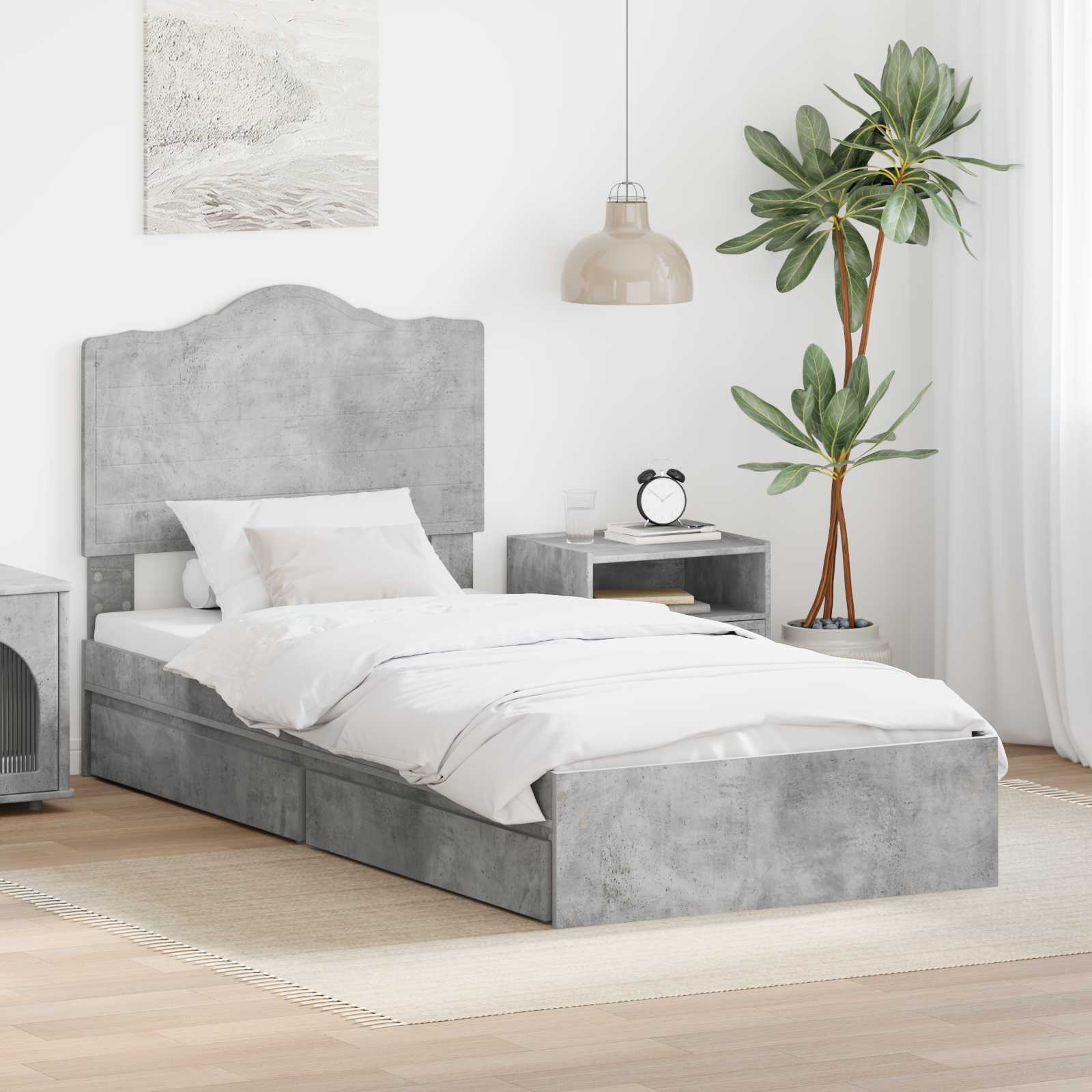 Krevet s od storage Betonski sivi 90 x 190 cm Konstruirano drvo